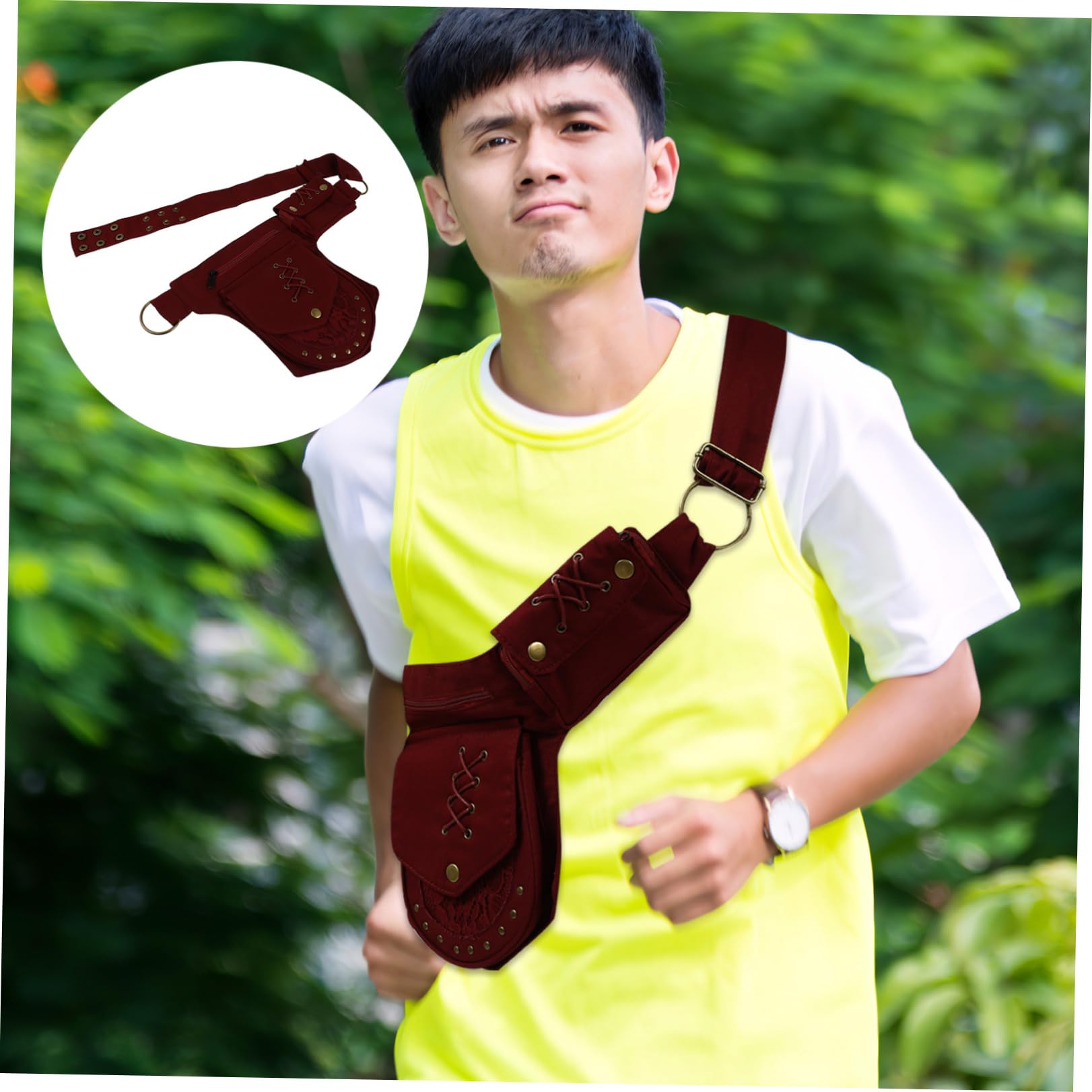 Milisten Handy Gürteltasche mit Mehreren Fächern Leichte Crossbody Trageweise Retro Design für Reisen und Joggen