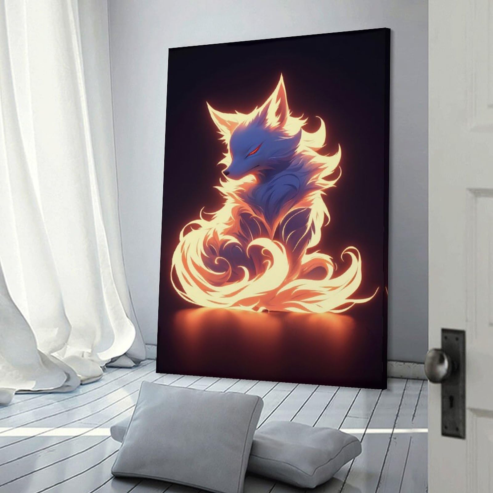 Junmoney Glowing Fox Art Print Home Decor Wall Art, 24x36inch(60x90cm), for Wall Displays, Bedrooms Or Room Updates, Ideal for Building A Coordinated Art Wall