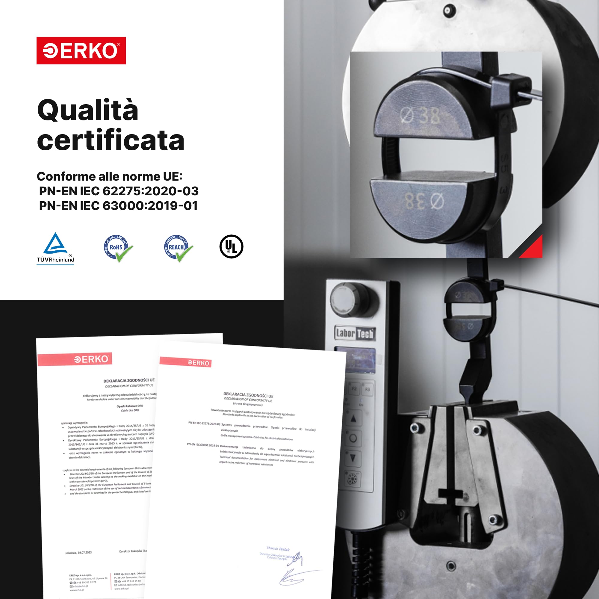 ERKO Fascette plastica nere 150 x 2,5 mm 100 pezzi di cablaggio professionali, Resistente allatemperature, Resistenza alla rottura 8 kg, forte