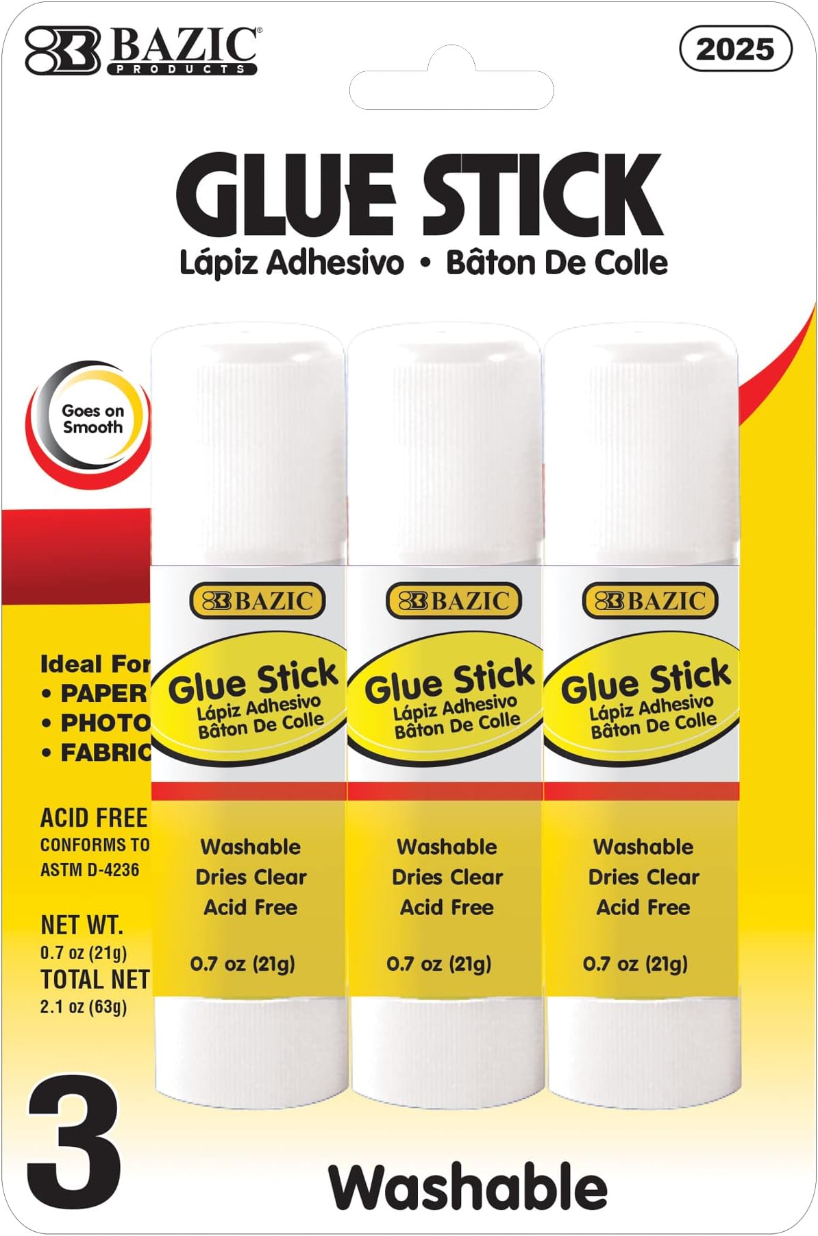 BAZIC Glue Stick 21g/0.7 Oz, MultiPurpose Acid Free, Glue Sticks Set