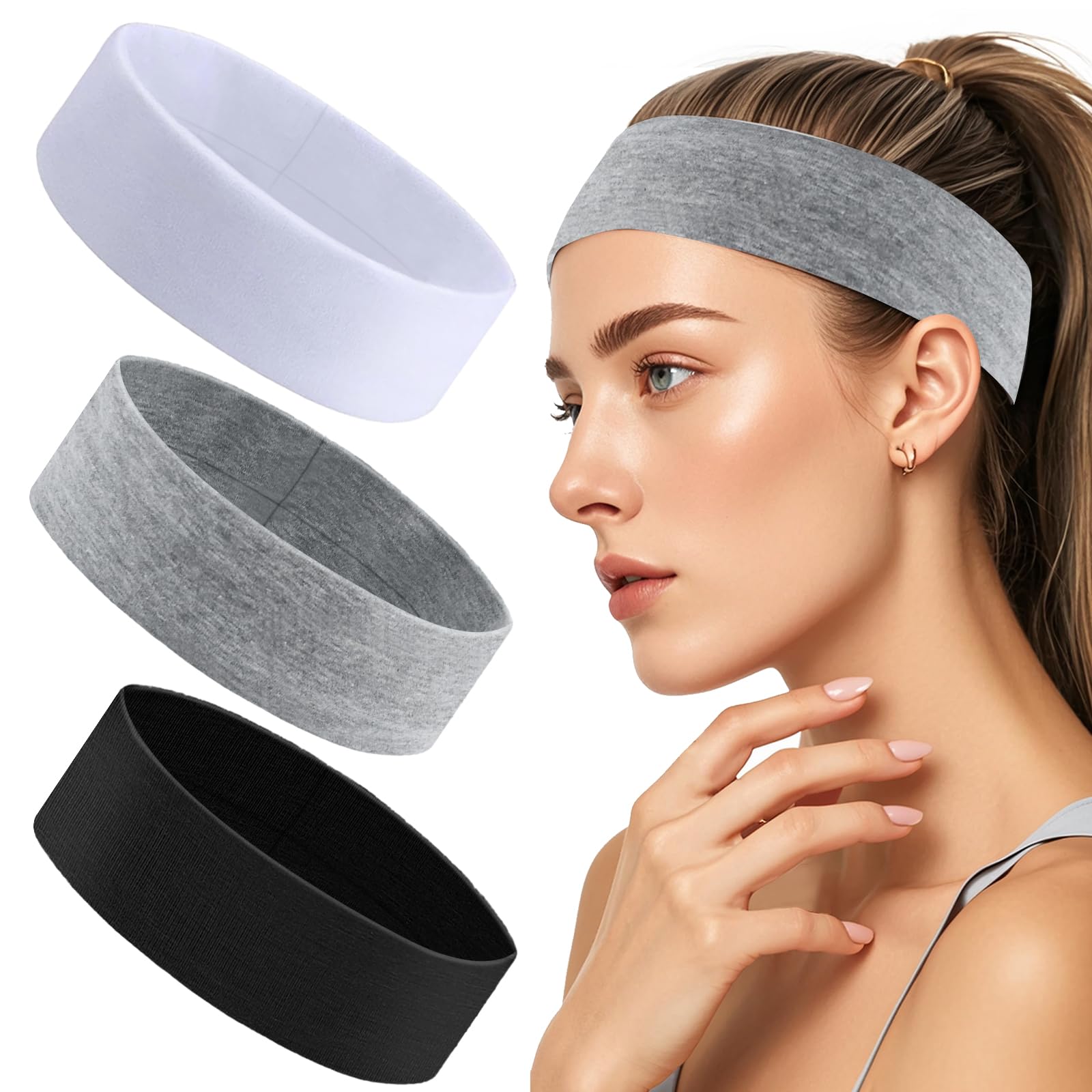 Fascia Sportiva Antiscivolo 3 Pezzi, Traspirante E Elastica, Per Uomo E Donna, Ideale Per Tennis, Corsa, Yoga E Fitness