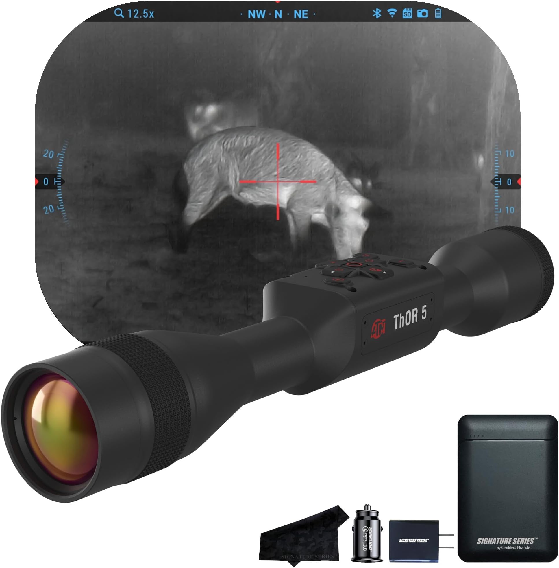 ATN Thor 5 640 Smart HD Thermal Scope with 640x480, 12 Micron Sensor | Magnification, Full HD Video Recording, Smooth Zoom | Exclusive Signature Series Kit