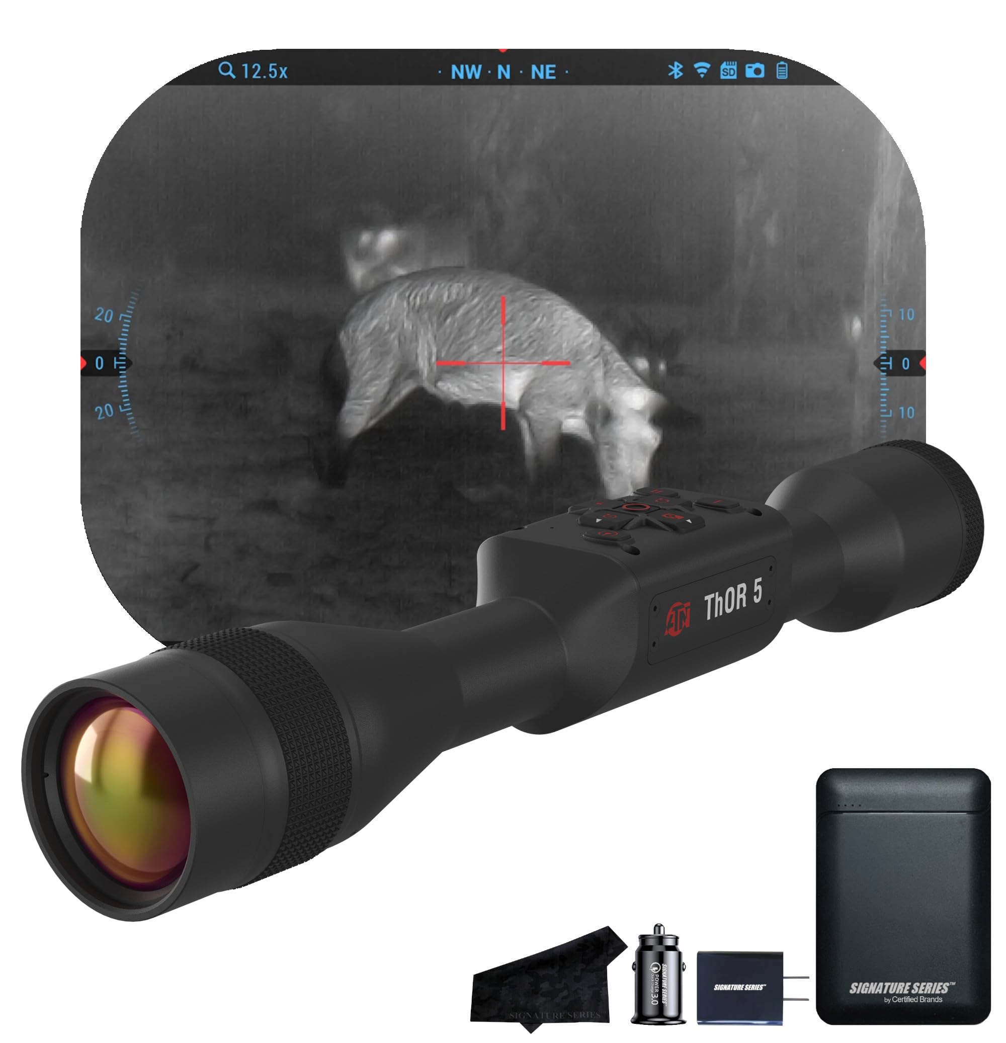 ATN Thor 5 640 Smart HD Thermal Scope with 640x480, 12 Micron Sensor | Magnification, Full HD Video Recording, Smooth Zoom | Exclusive Signature Series Kit