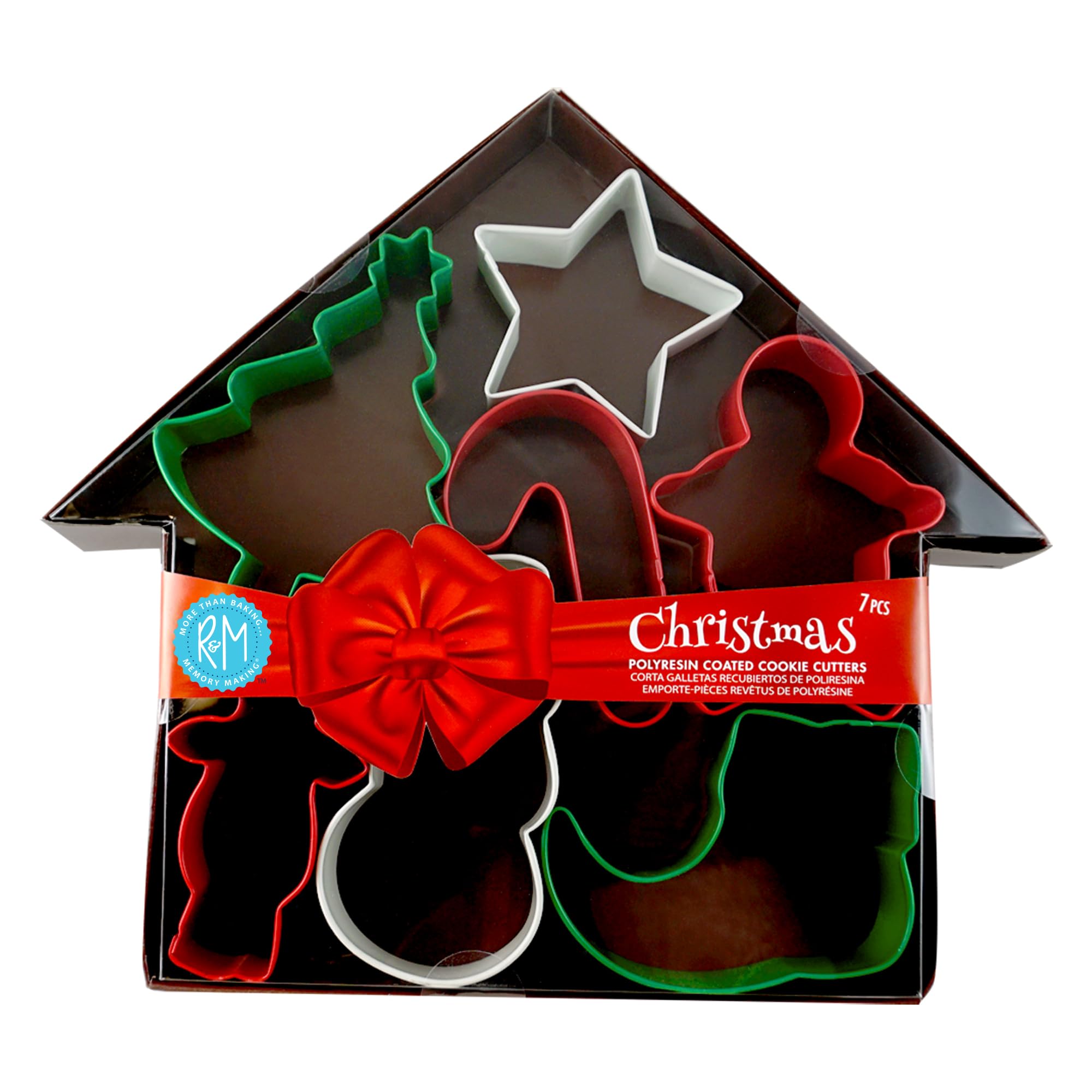 Emporte-pièces maison de Noël R&M International en métal argenté, lot de 7 pièces taille M