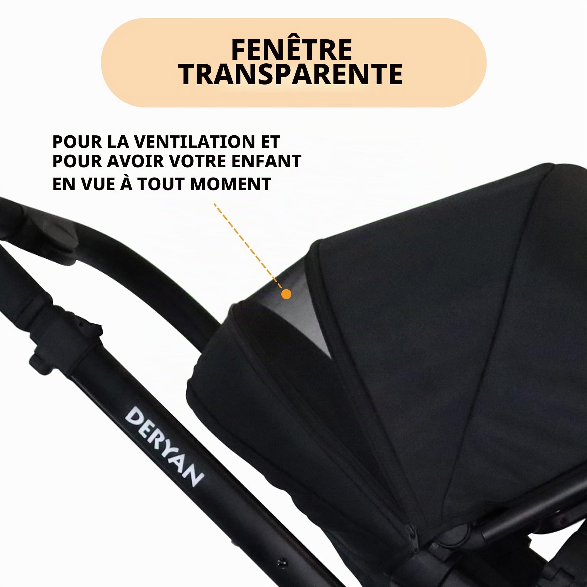 Deryan Poussette pour 2 enfants - pour nouveau-nés, tout-petits et enfants d'âge préscolaire - poussette poussette jusqu'à 50 kg - landau - poussette de voyage 2 en 1 ensemble complet - Noir