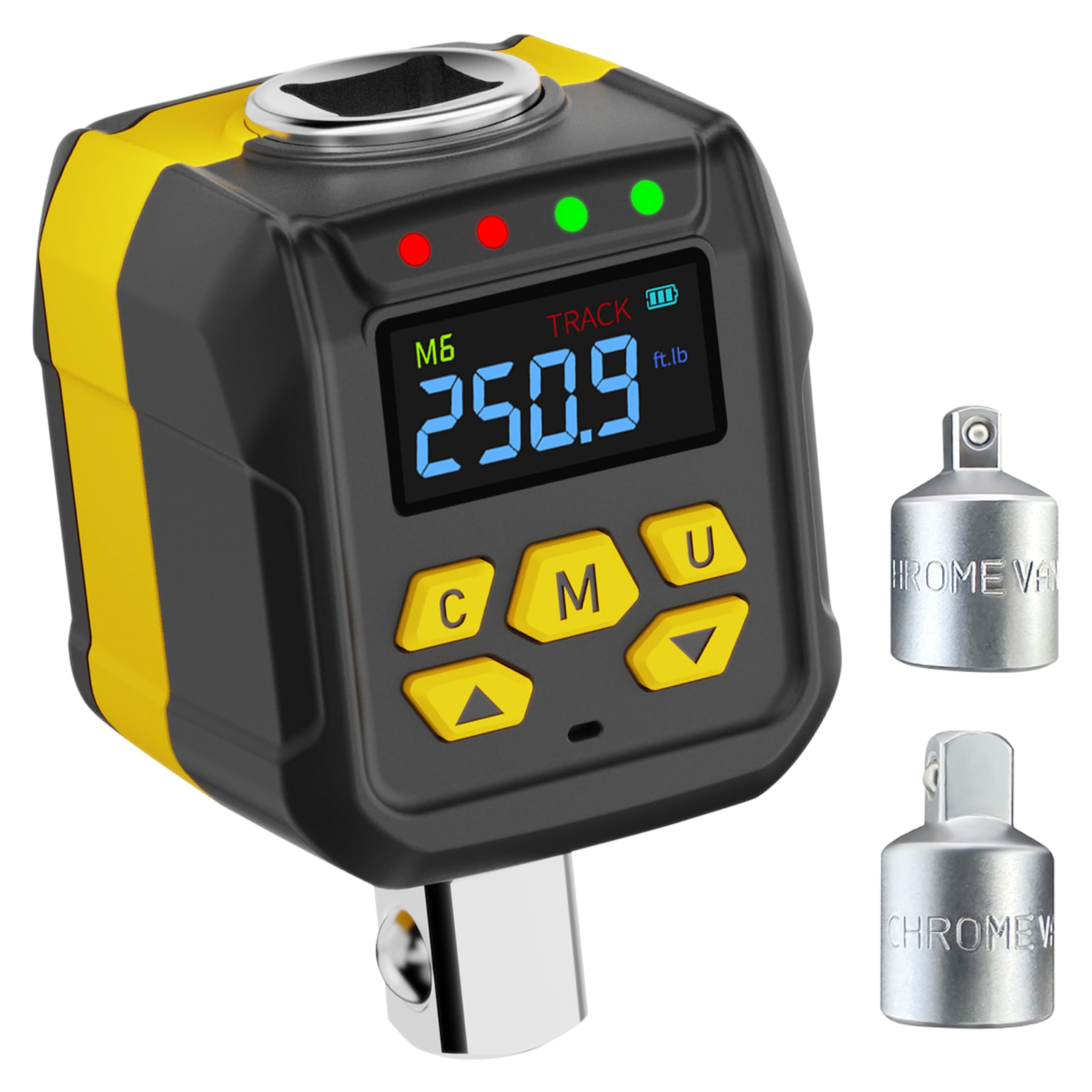 WAXTRON 1/2" Digital Torque Adapter Set, ±2% Accuracy (12-250 ft-lb), Buzzer & LED Indicator, Preset with Data Storage - Digital Torque Wrench Meter with 3/8" & 1/4" Sockets, Automotive-image-21
