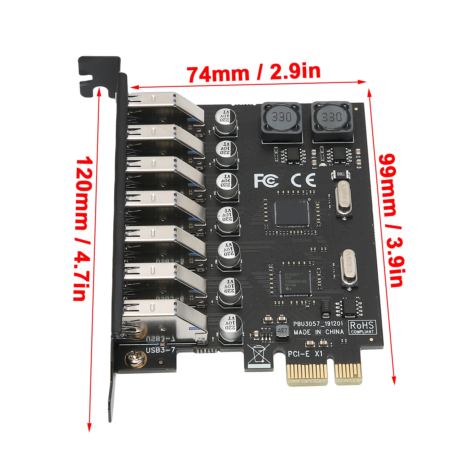 Annadue 7 Porte PCI E a USB 3.0 5Gbps Scheda di Espansione
