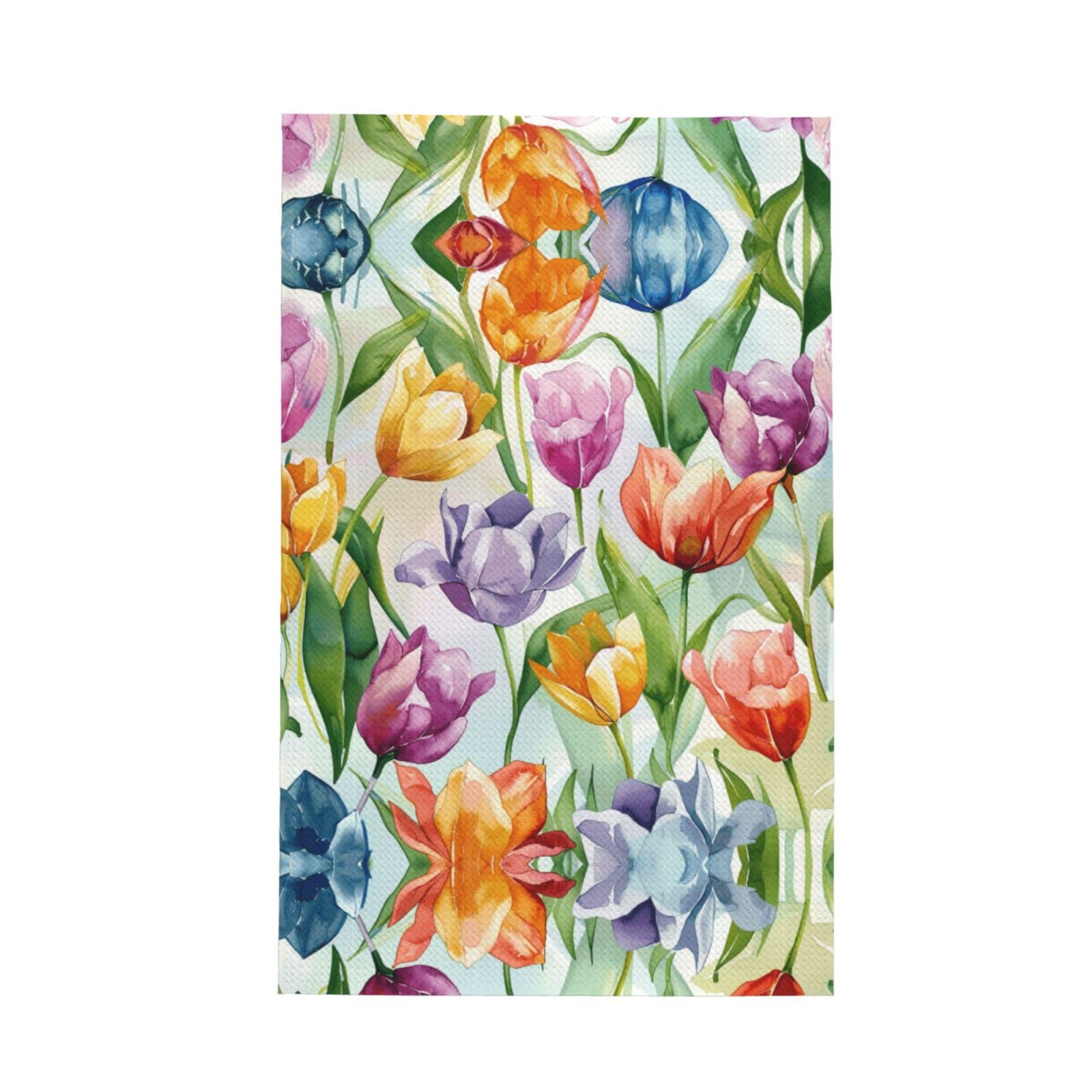 Xxahnbm Black Bright Purple Orange Tulips Print Waffle Kitchen Towel,Absorbent Hand Towel