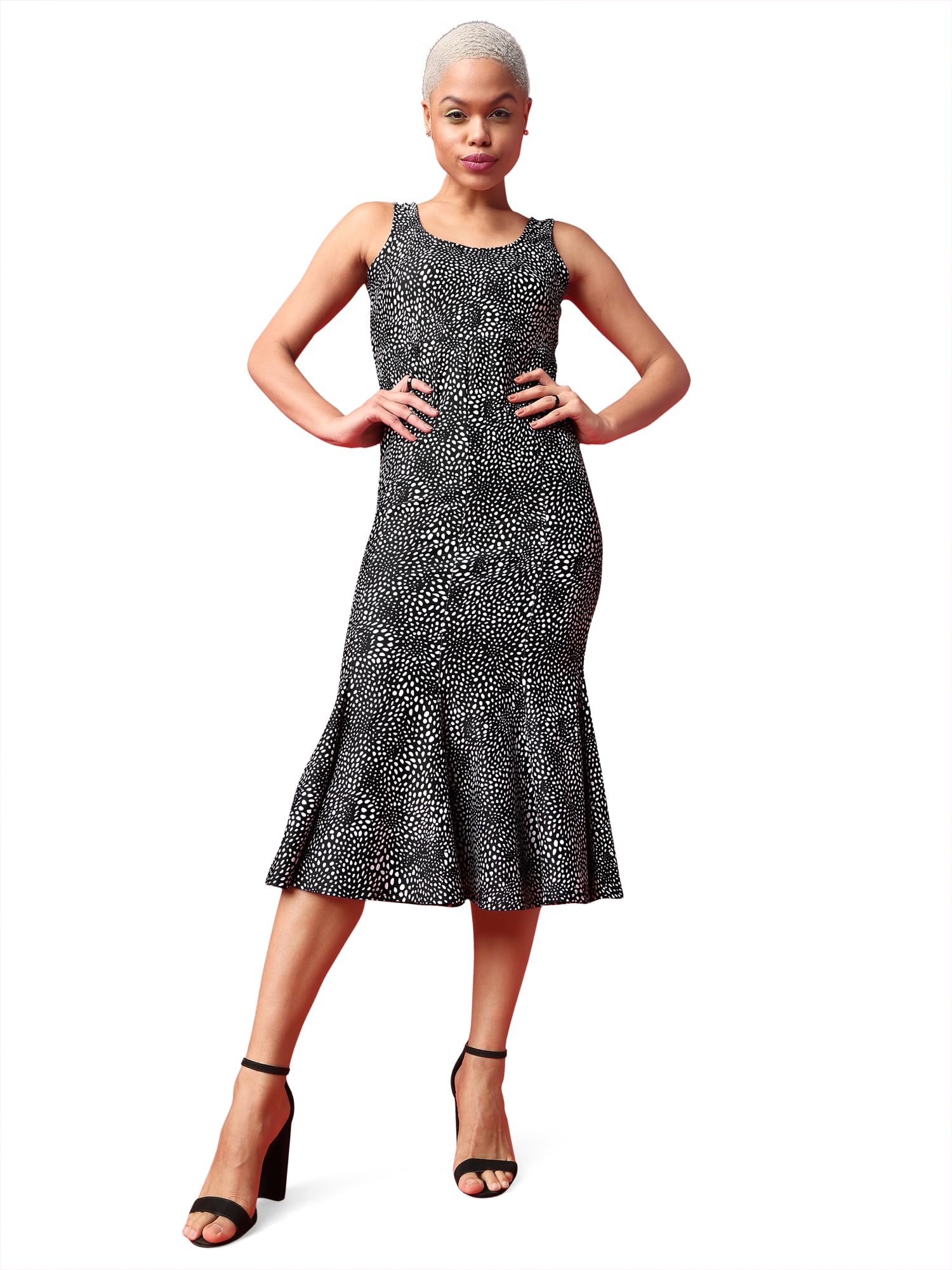 Purvaja Womens Mermaid Midi Length Dress (Wini-026-Galaxy_Black_Xx-Large)