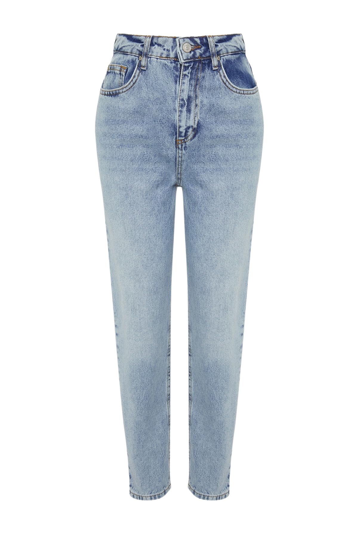 TRENDYOL Damen Jeans Light Blue High Waist Mom Jeans Twoaw24je00076