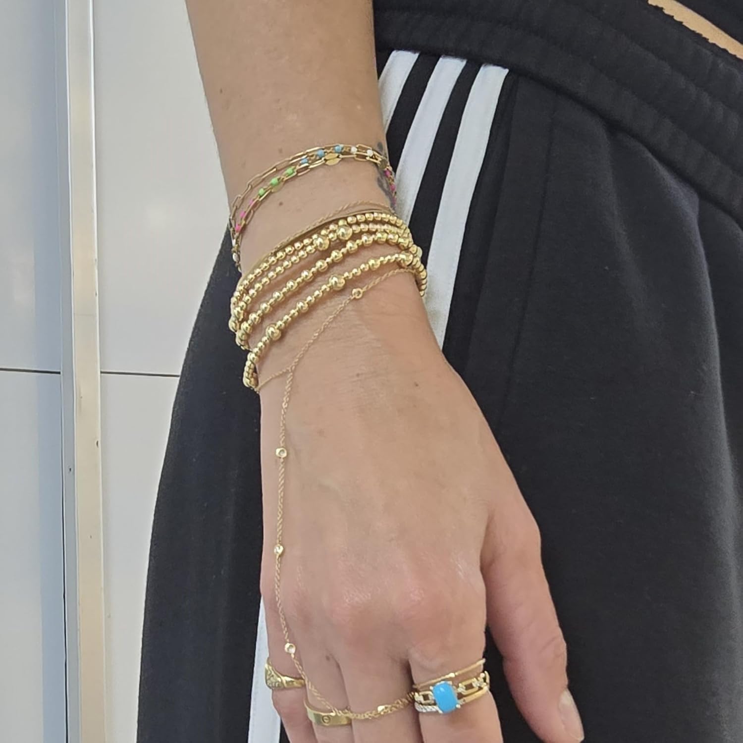 Anela 14kt Gold Filled Beaded Bracelet | Tarnish-Free | Alternating 4mm & 2mm Beads | Stylish Everyday Jewelry