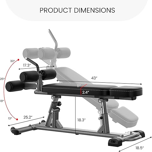 Miniatura 8 de Banco de pesas semicomercial para sentarse y plano de forma más fina. Equipo de fitness ajustable y banco de ejercicios para abdominales,