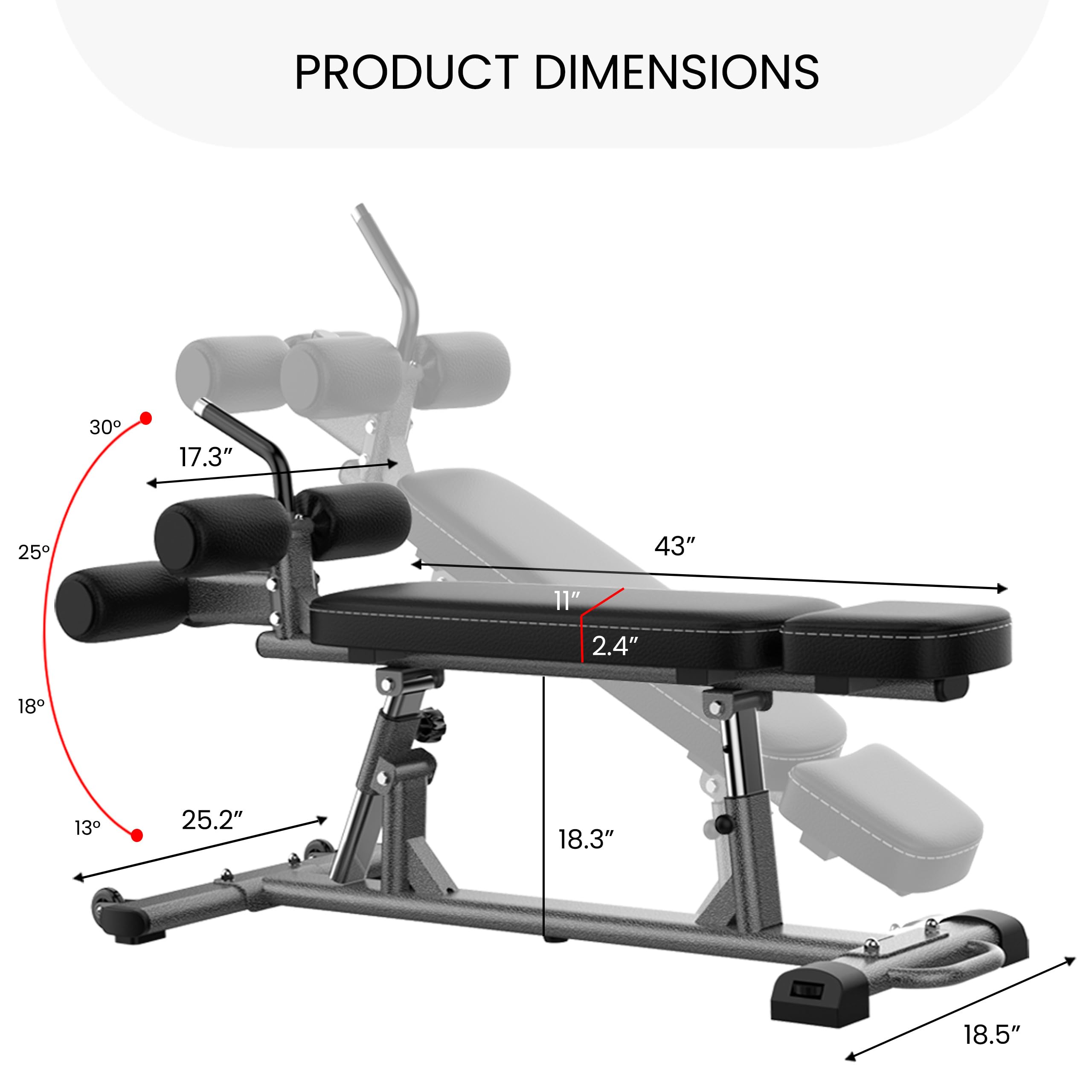 Sit Up Bench with Reverse Crunch Handle for Ab Bench Exercises - Abdominal Exercise Equipment with 3 Adjustable Height Settings