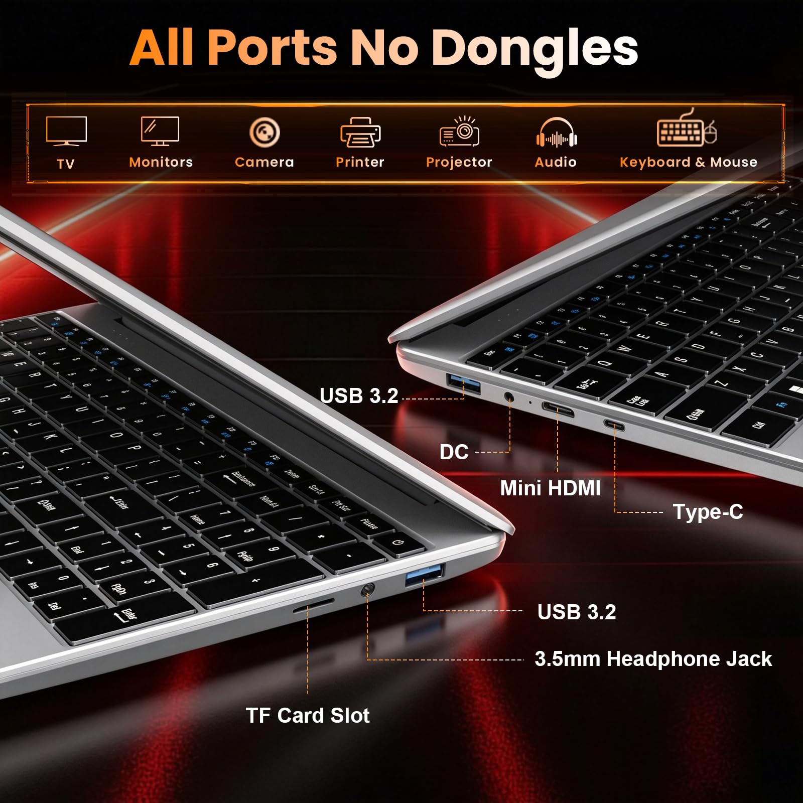 15.6" FHD IPS Student Laptop, AI Assistant Included, Office 365 | 12GB RAM 256GB SSD, J4105 Quad-Core Processor, 180° Lay-Flat, WiFi 5, Bluetooth, USB 3.2, 53.2Wh Battery, Thin & Lightweight image 8