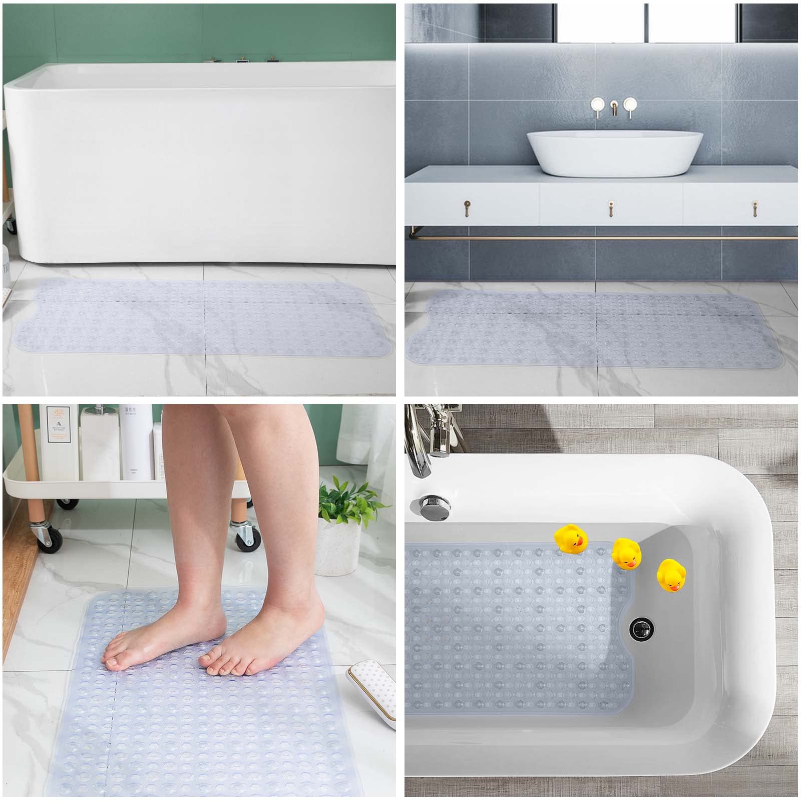Tapis de Baignoire Anti-dérapant,40×100cm Tapis de Douche de Bain avec Ventouses et Trous de Drainage PVC Anti Moisissure Lavable en Machine-Bleu Transparent (Bleu Transparent Tapis de Baignoire Anti-dérapant,40×100cm Tapis de Douche de Bain avec Ventouses et Trous de Drainage PVC Anti Moisissure Lavable en Machine-Bleu Transparent (Bleu Transparent