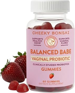 Cheeky Bonsai Balanced Babe - Vaginal Probiotic Gummies for Women, Balanced pH, Healthy Odor, and Flora Support - 5 Billion CFUs - Juicy Strawberry Flavor, 60 Count
