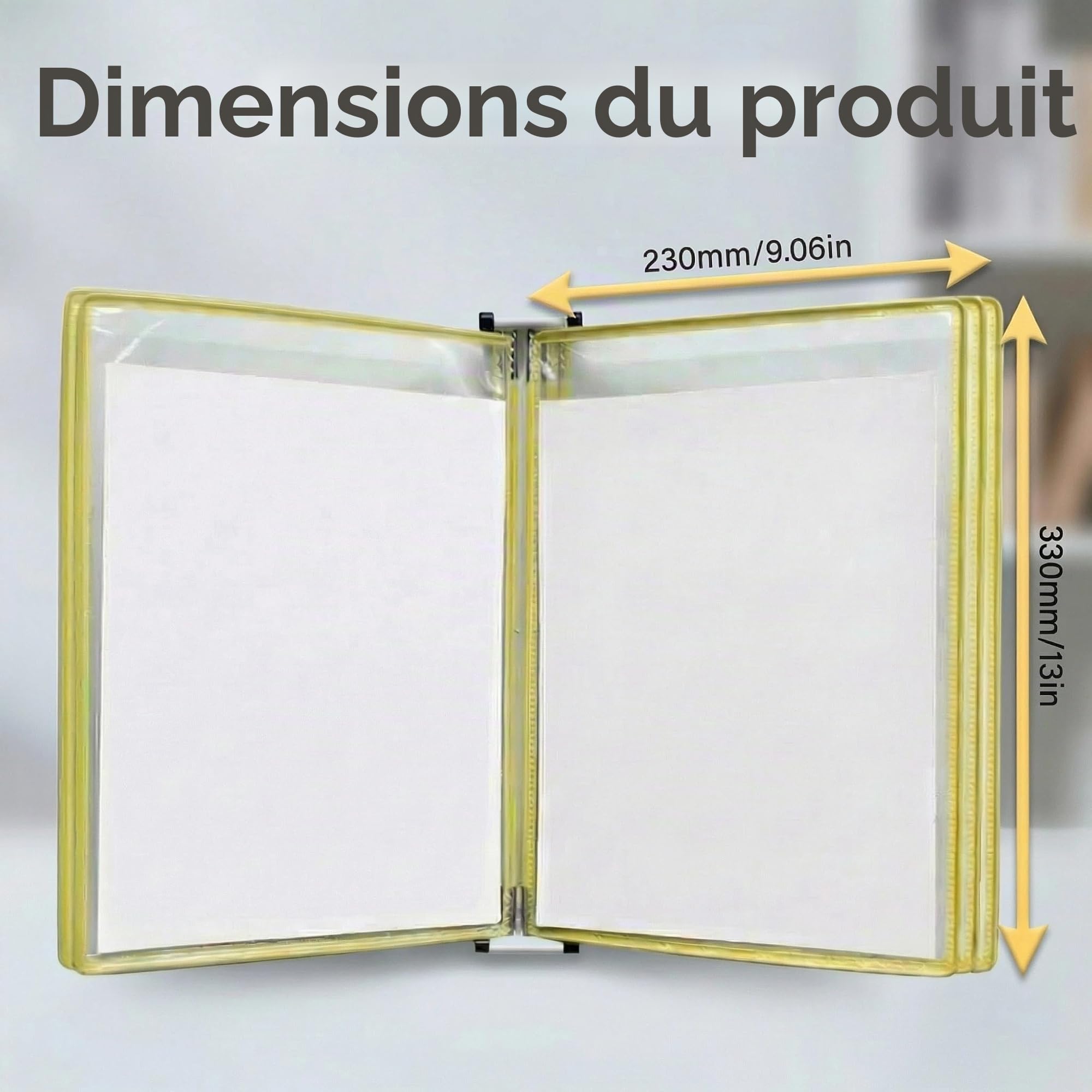 Porte-documents Mural à Suspendre, Organiseur Mural pour Documents A4, 5 Panneaux d'Affichage Transparents, Rouge