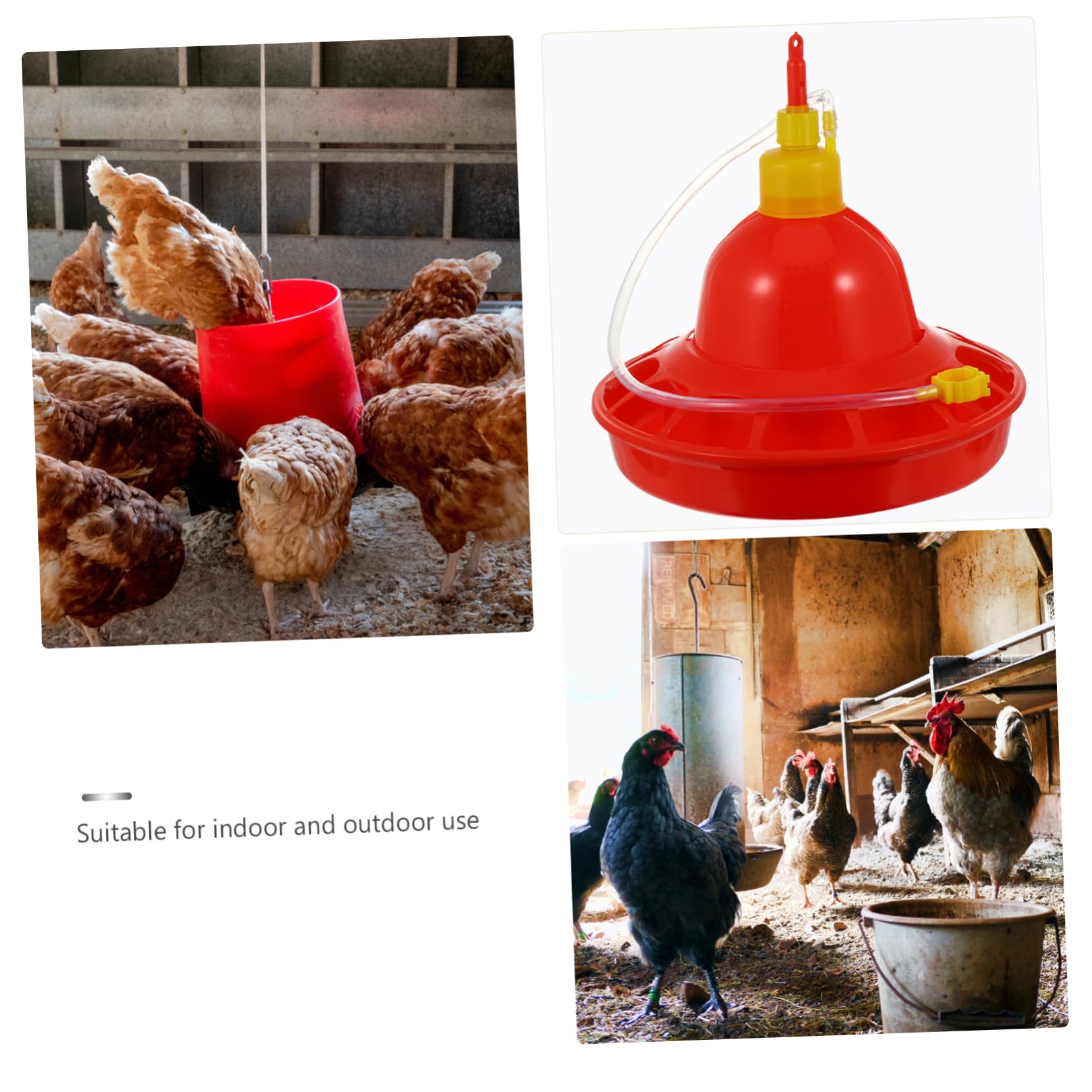 HANABASS Abbeveratoio Automatico per Pollame e Galline in Plastica Rossa, Erogazione Costante Dell'acqua, Resistente al Calore, per Uso Esterno e Domestico