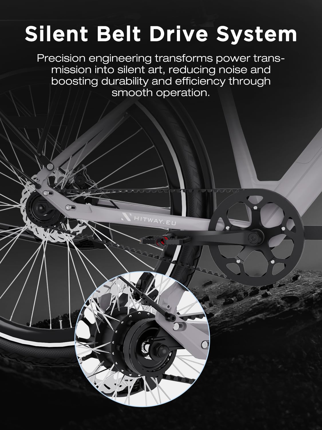 HITWAY BK18P Vélo Électrique 36V 10,4Ah, Vélo Urbain, E-Bike, Roues 700C | Freins hydrauliques, Bluetooth, APP et transmission par courroie