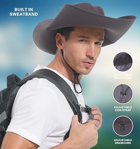 Miniatura 10 de Sombrero de ala ultra ancha UPF50+ impermeable para hombres y mujeres, adecuado para pesca, senderismo, camping, etc