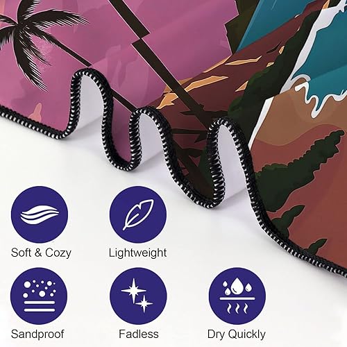 Miniatura 3 de Hawaii - Toalla de playa de gran tamaño de 36 x 72 pulgadas, secado rápido, sin arena, toalla de playa de palmera de coco, toallas de microfibra