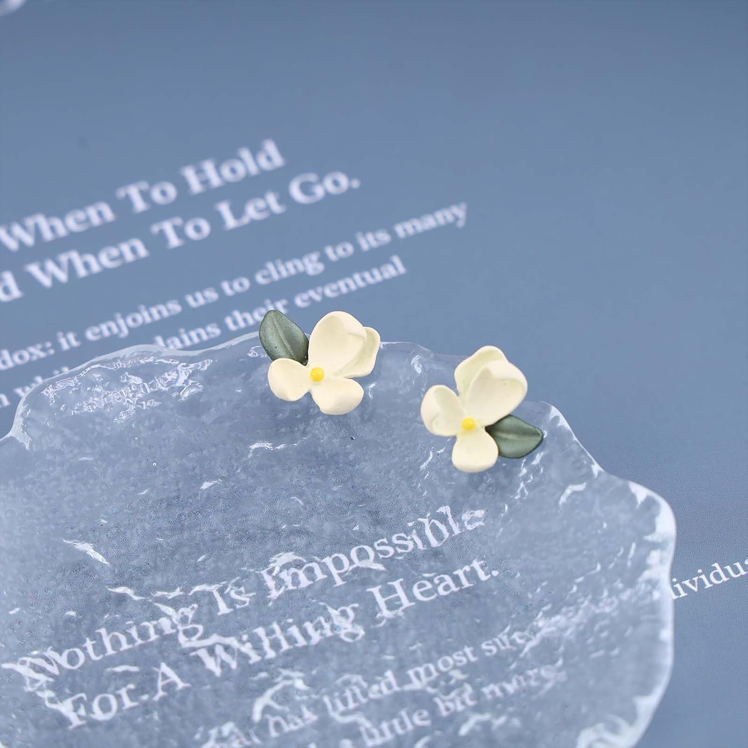 Vintage Gardenia Flower Earrings Resin Flower Stud Earrings Gardenia Earrings Statement Flower Earrings Jewelry for Women - Image 3