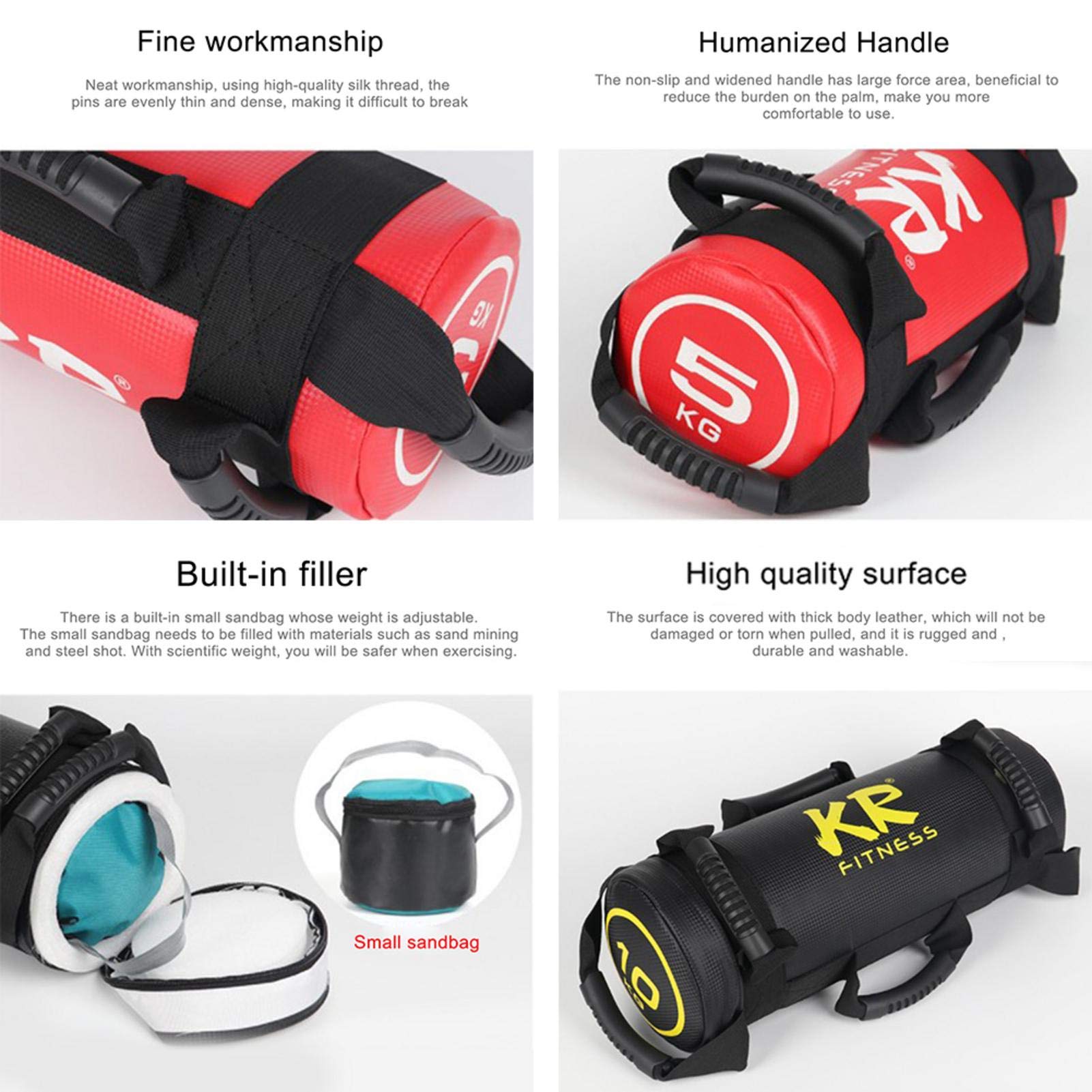 Sandbag - 5kg 10kg 15kg 20 Kg Saco De Arena Fitness - Power Bag con 6 Asas Y Cremallera para Levantamiento De Pesas, Levantamiento De Pesas, Ejercicio, Carrera (1pcs/Color Al Azar) Gifts