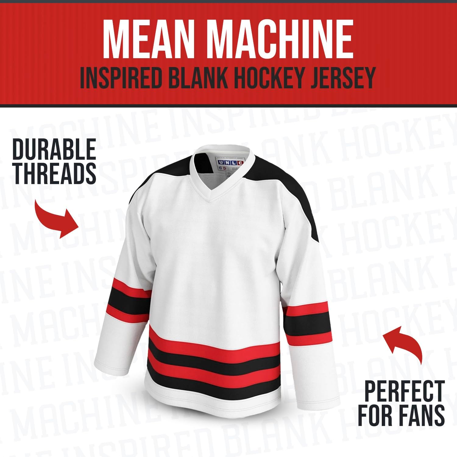 Blank Hockey Jersey – No Name or Graphics - Mean Machine-Inspired - 90s Holiday Style Throwback, Adult Sizes S–5XL - Image 2
