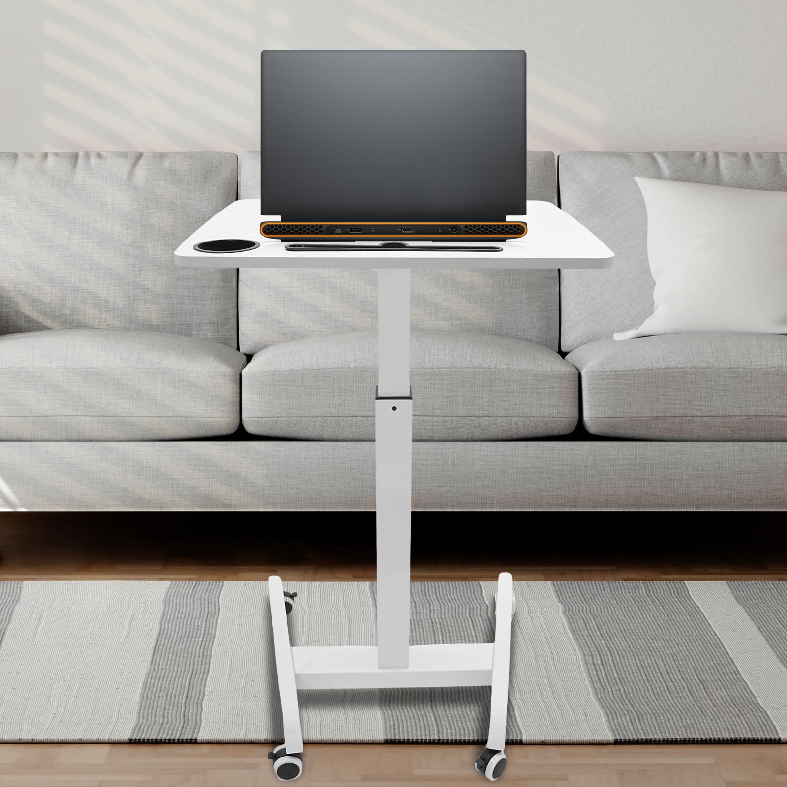 Gas Spring Mobile Stand Up Desk Podium Stand Small Standing Desk Adjustable Height Rolling Desk Portable Laptop Desk — view 9