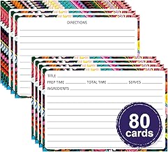 KiDEPOCH 80 Pack 4 x 6 inch Recipe Cards, Cooking Recipe Cards for Recipe Binder, Double-sided Recipe Cards with Lines for Weddings, Bridal Shower, Christmas Gifts Blooming Flowers Design