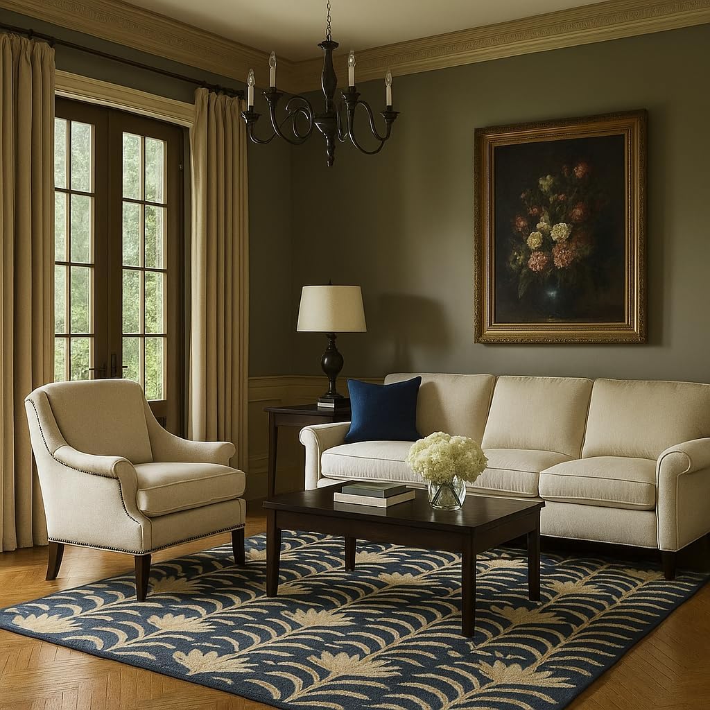 Midnight Lotus Hand Tufted New Zealand Wool Rug Wool Rug