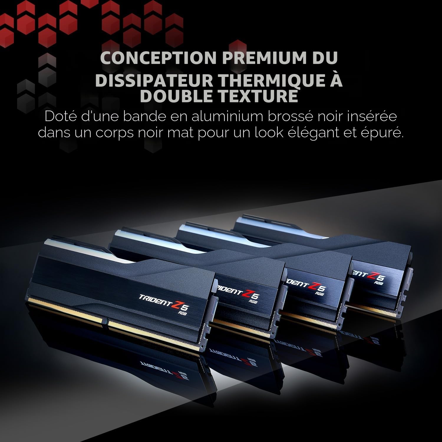 G.SKILL Trident Z5 Série RGB DDR5 RAM (Intel XMP 3.0) 32 Go (2x16 Go) 6400 MT/s CL32-39-39-102 1.40 V Mémoire pour ordinateur de bureau U-DIMM - Noir Mat (F5-6400J3239G16GA2-TZ5RK)