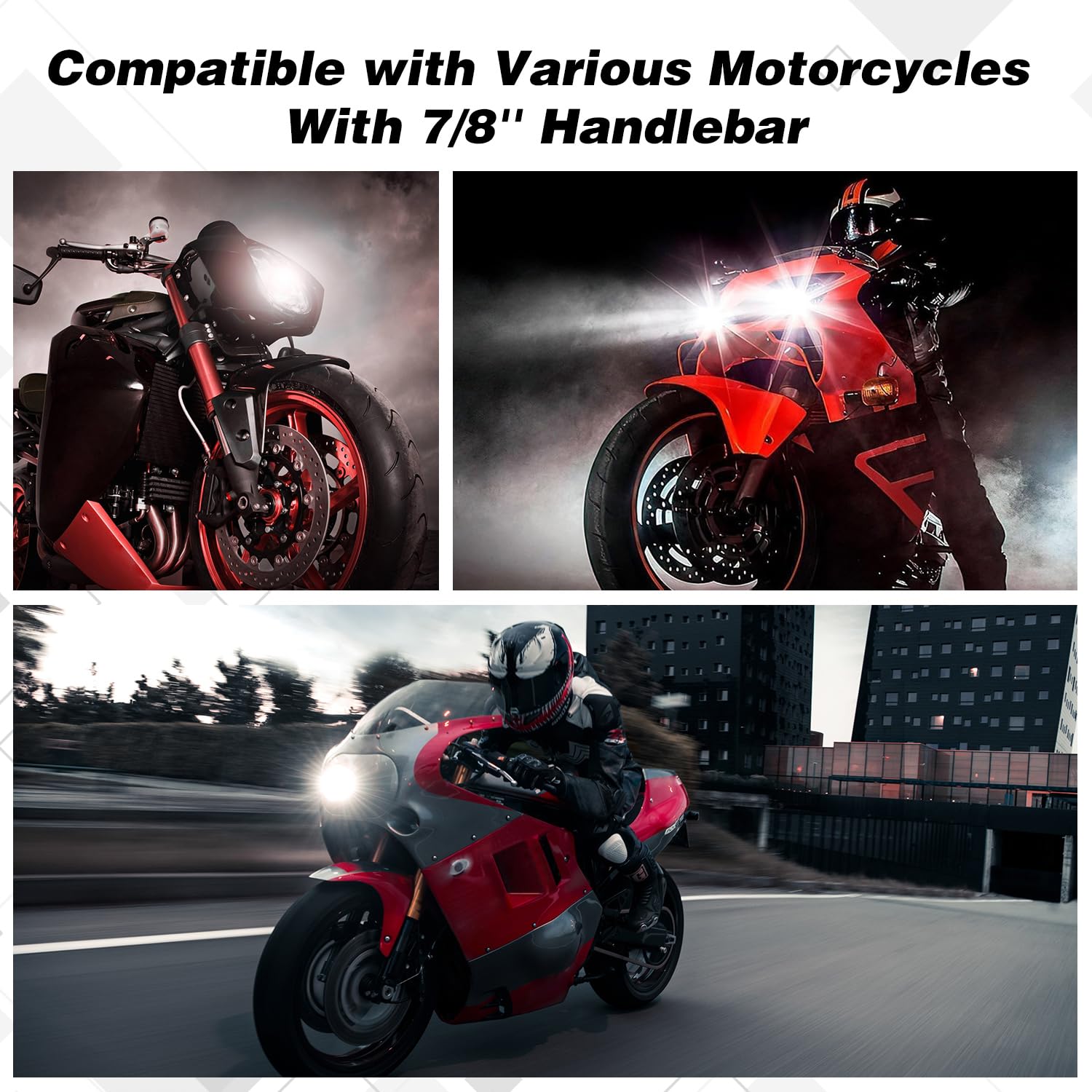 Erato Kit cablaggio luci LED per moto, 2 cavi, cablaggio in nylon, interruttore manubrio da 7/8", relè da 12V e 40A, fusibile in linea da 10A, 18 AWG per luci LED, luci ausiliarie