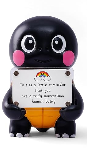 Positive Turtle Figurine - 4.3" Tall Hand-Painted Resin Indoor Office