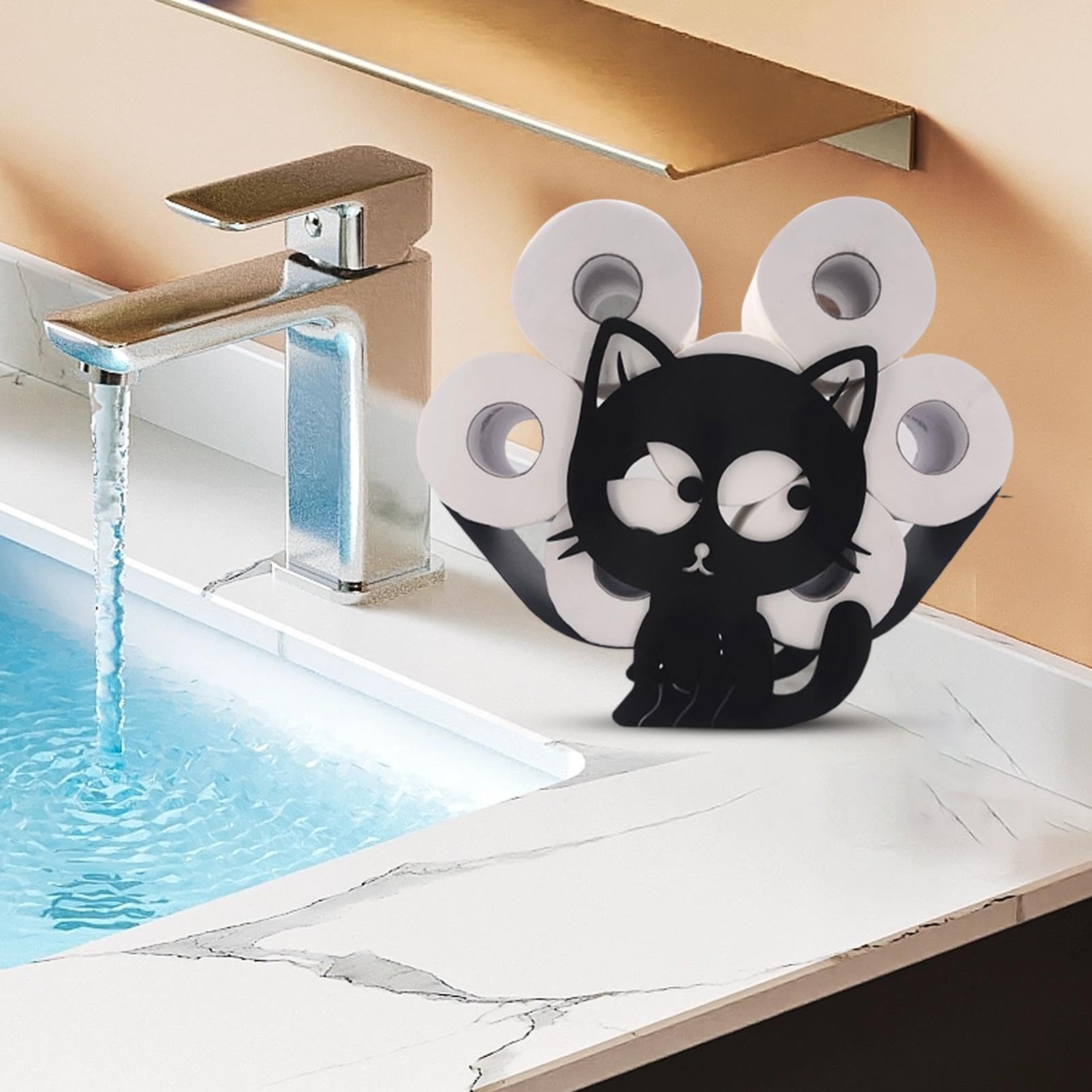Portarrollos de Papel para Gatos Escultura Decorativa de Metal con Forma de | Estante para Rollo de Papel Higiénico Para Cocina Baño Encimera Apartamento Hogar
