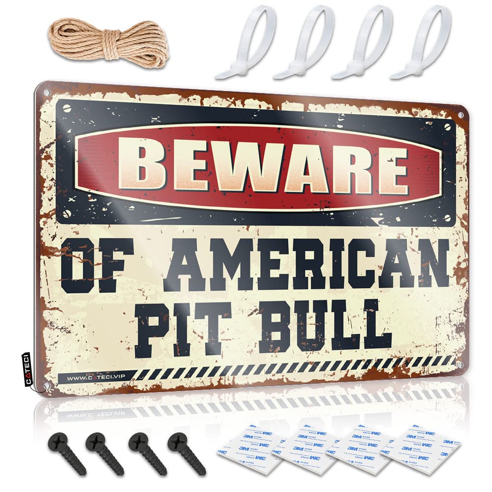 Funny Kitchen Tin Signs Beware Of American Pit Bull Tin Sign Mancave Signs And Decor Man Cave Funny Signs(30X40CM)