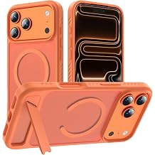 Magnetic for iPhone 18 Pro Case/iPhone 17 Pro Case with Stand, Compatible with MagSafe, Invisible Adjustable Kickstand,Military Grade Shockproof,Phone Case for iPhone 18/17 Pro,Orange.