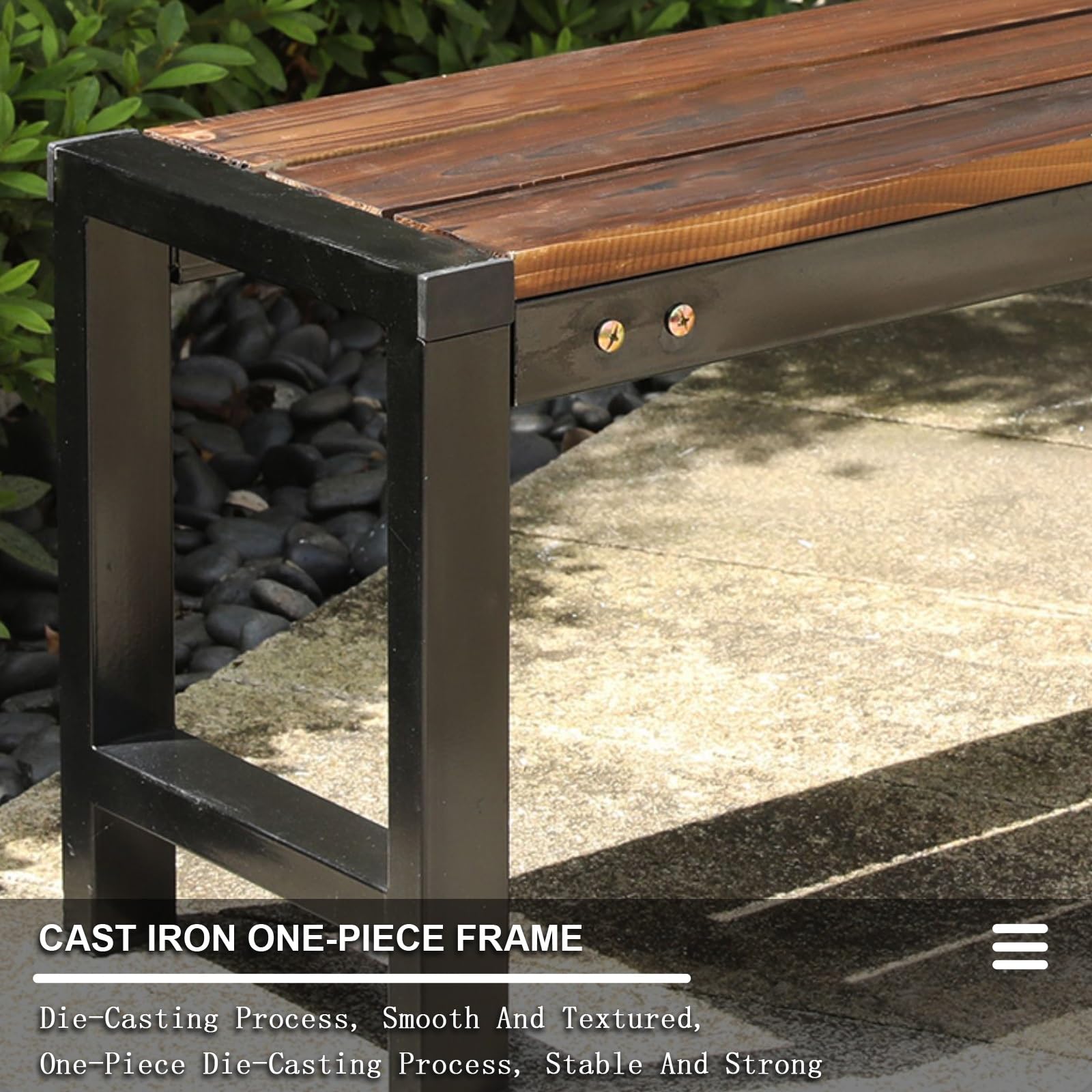 Panche da Esterno, Panchina da Giardino per Esterni Previene i Furti, Telaio in Ferro Resistente alle Intemperie, Panca da Giardino per Patio, Giardino, Balcone, Cortile(120cm/47in)