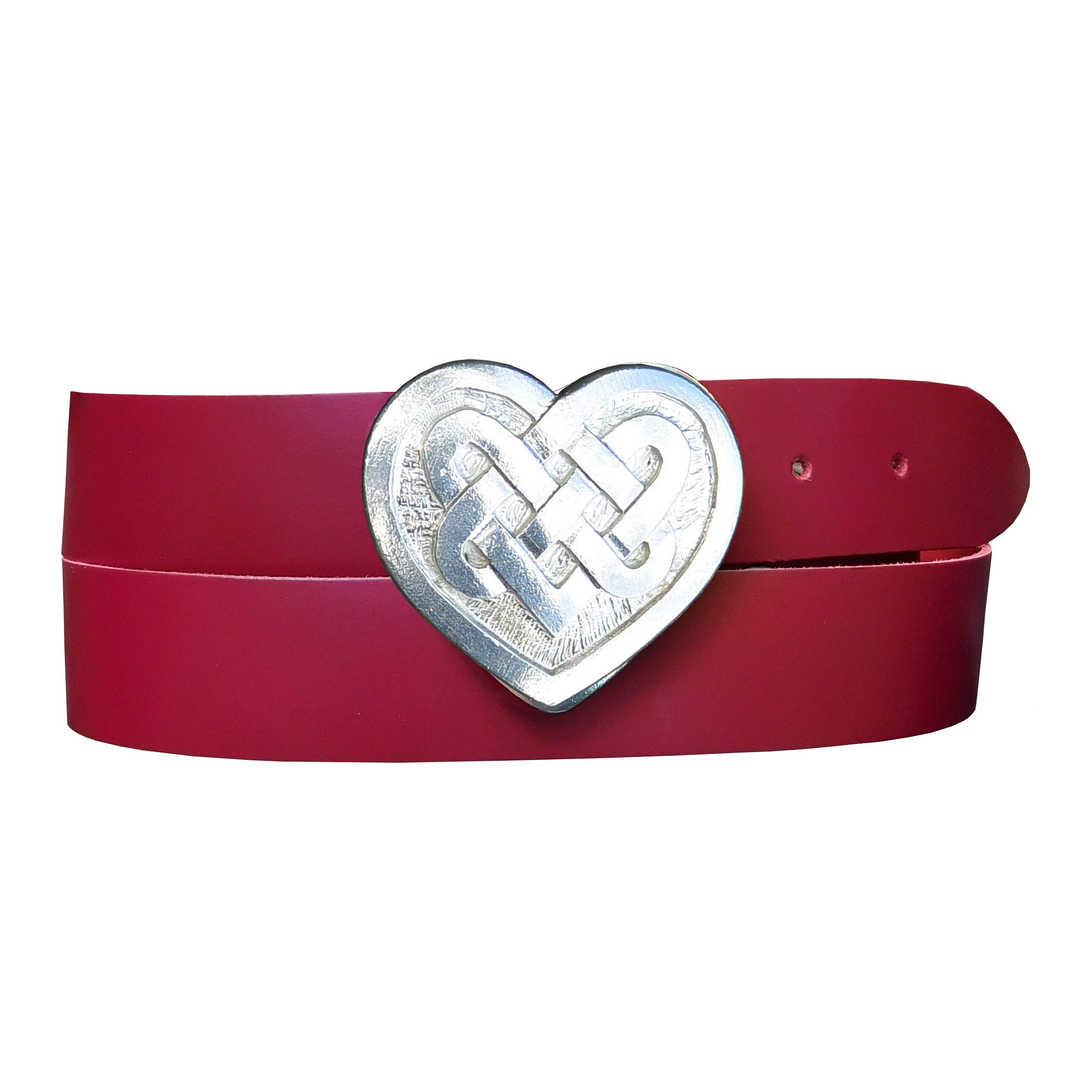William Sturt Ledergürtel, mit Zinnschnalle, handgefertigt, 38 mm breit, Rot Gr. 10/14/2020, rot