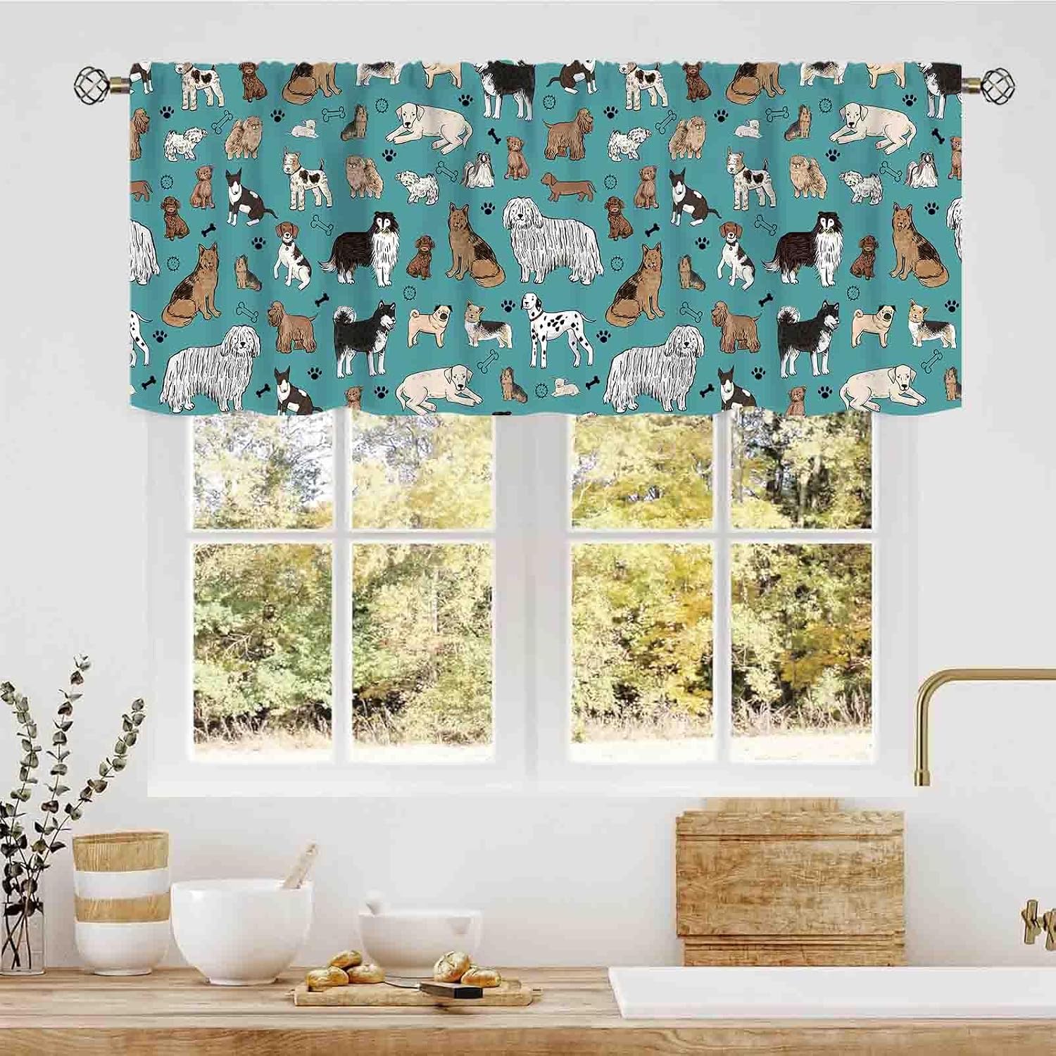 ABC Alphabet Classroom Curtains, Kids Cartoon Animal Educational Learning Cute Colorful Back to School Small Short Window Valance for Baby Girls Boys Bedroom Living Room Nursery Shelves, 54"x18" Inch