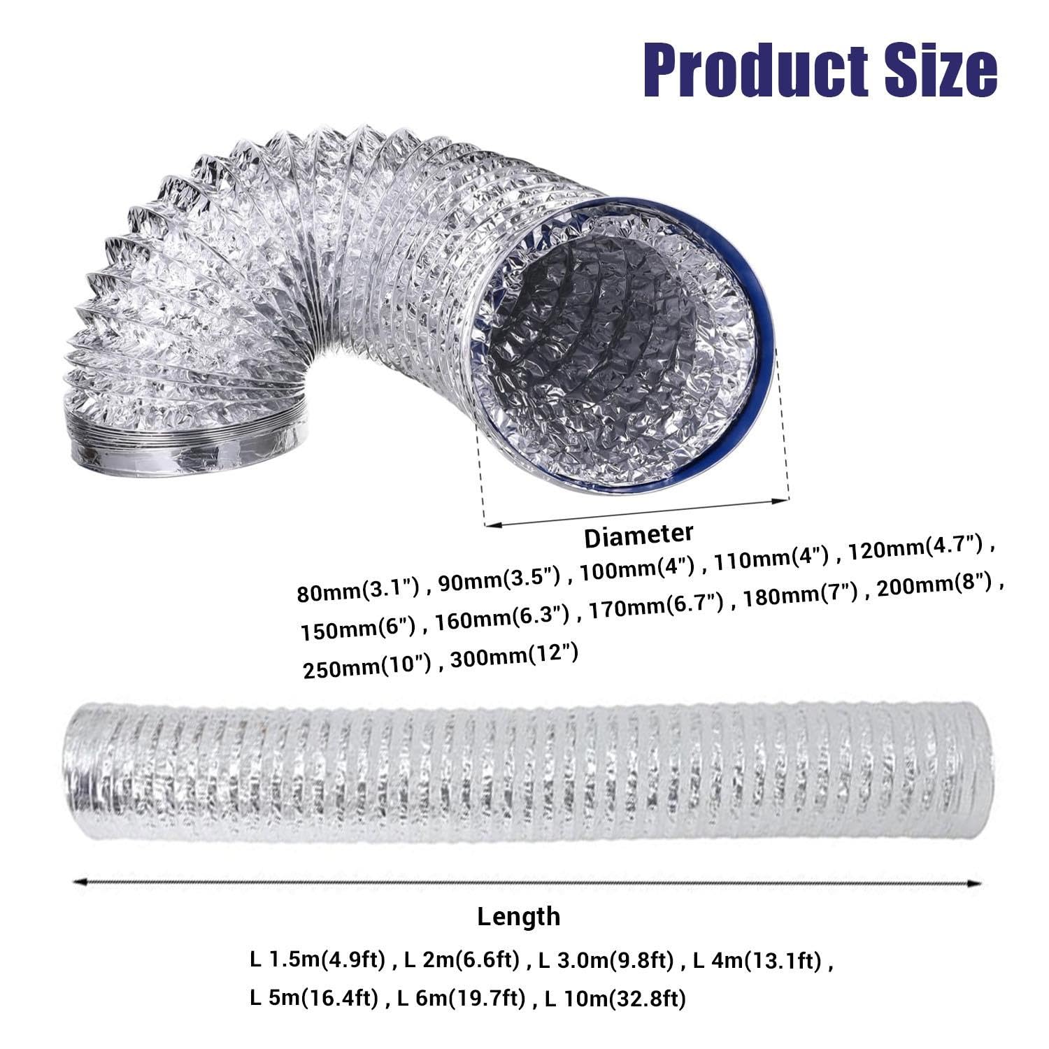 Tuyau D'évacuation D'air En Aluminium Flexible Pour Ventilation 120mm