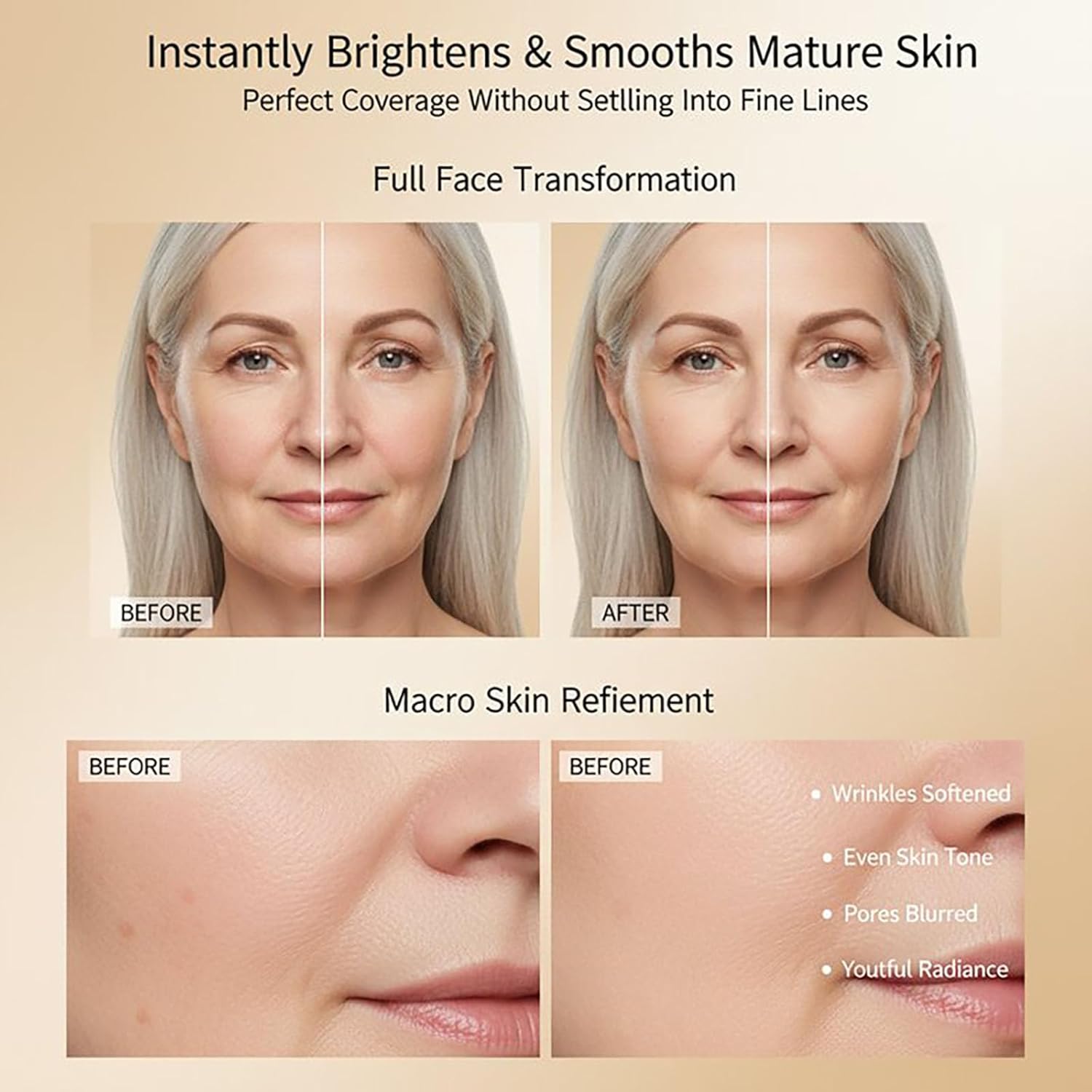 Foundation for Older Women | Ivory - for Fair Skin | Mushroom Head Air Cushion CC Cream - BB Cream for Mature Skin | Makeup Concealer Long Lasting Full Coverage Hydrating Lightweight - Image 5