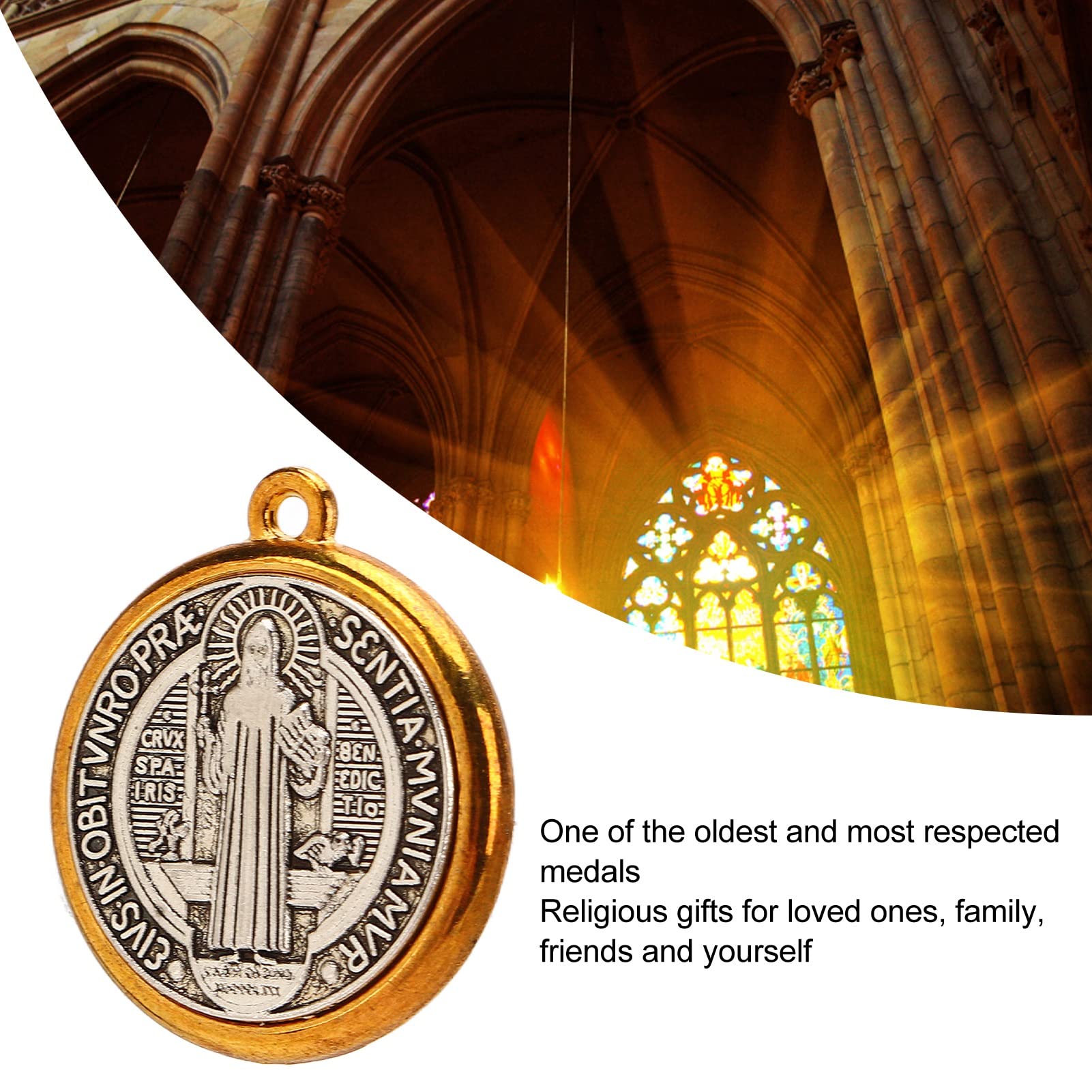 Catholic Medals, Metal Material Nickel Free ST Benedict Medal Rustproof Exquisite Pattern for Men - Image 3