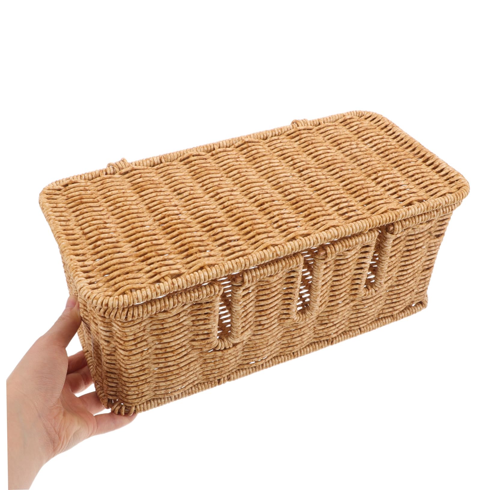 Organizzatore Cavi Elettrici da Scrivania in Plastico, Stile Rattan | Box Decorativo per Ufficio e Casa, Struttura Robusta, Ottimizza Spazio sulla Scrivania