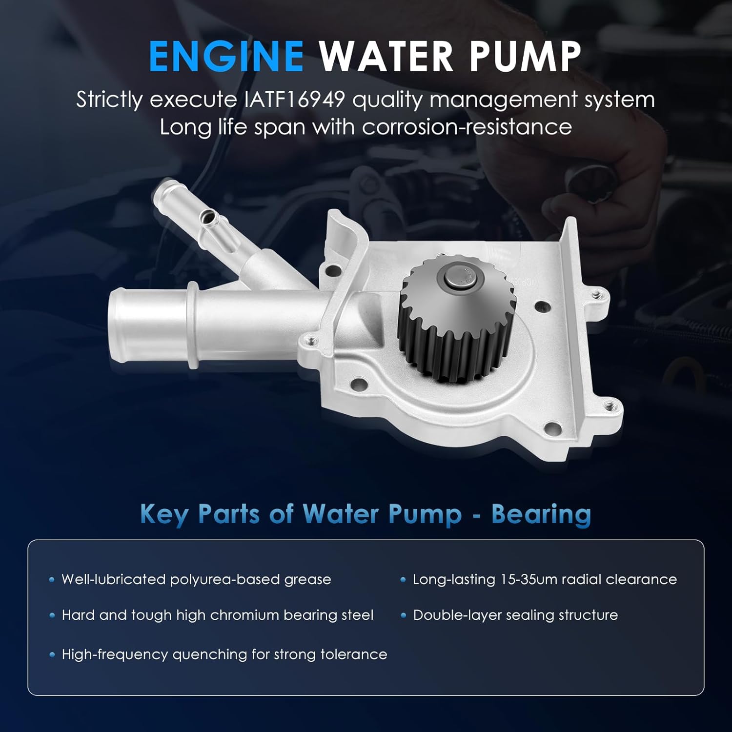 ECCPP Timing Belt Kit with Water Pump Compatible For 2000 2001 2002 2003 2004 For Ford Focus l4 2.0L TCKWP283 WP901 TS26283