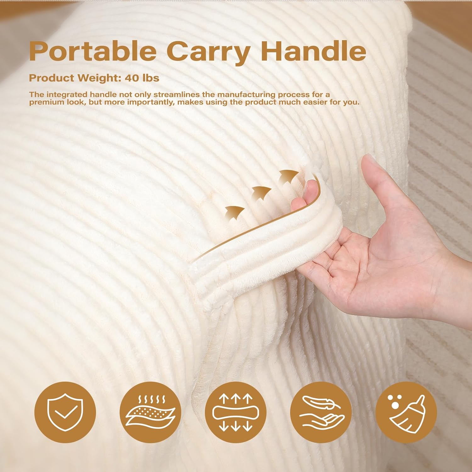 Big Bean Bag Chair for Adults, 66.9"x31.5" Lounger Large Bean Bag Sofa, Memory Foam Filled Beanbag Chair for Living Room, Bedroom, Balcony - Ergonomic Support & Premium Comfort (Pink) - Image 7