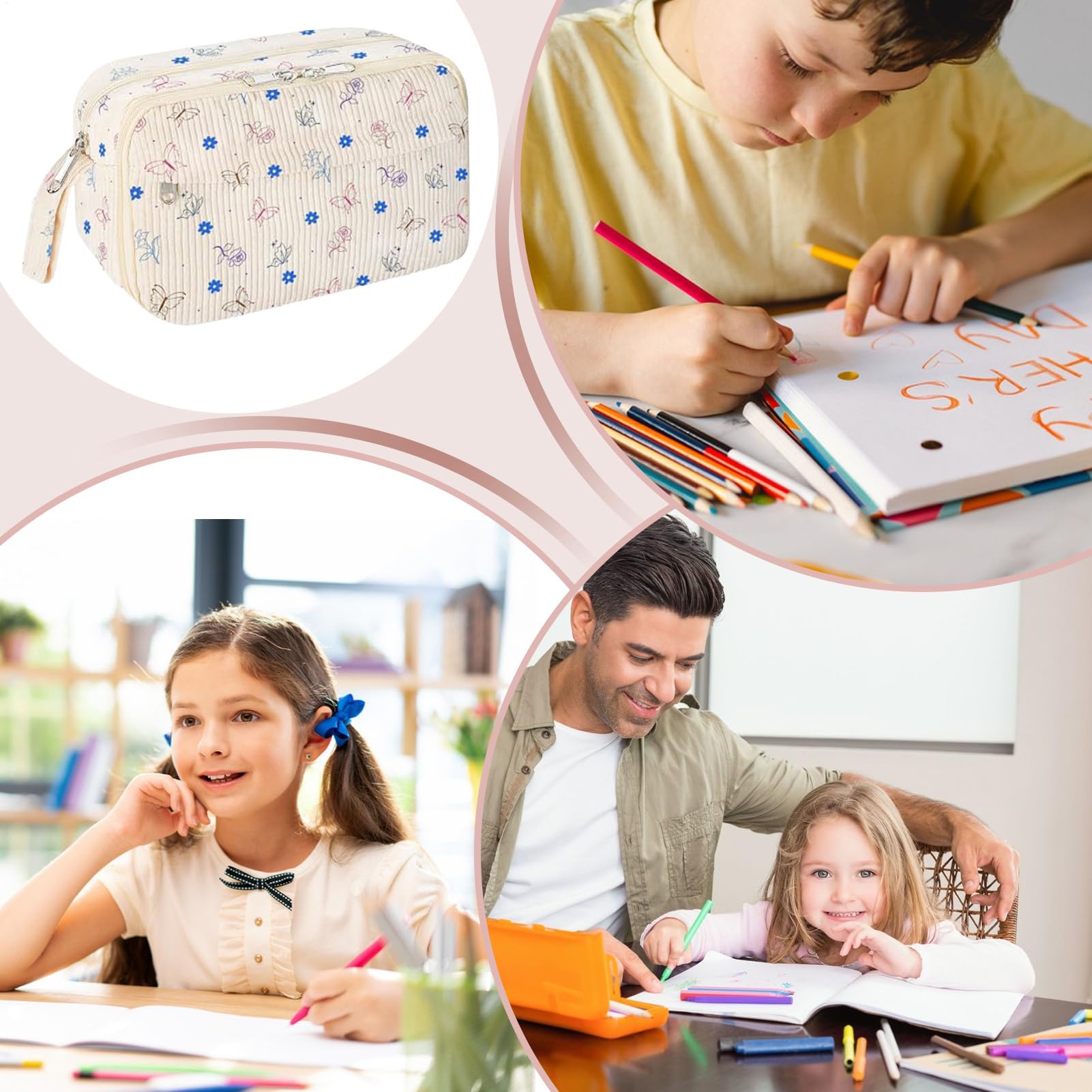 Astuccio Scolastico Grande Portapenne | Organizzatore Multiuso per Cancelleria con Cerniera Lampo e Scomparti per Scuola Ufficio Viaggio Ragazzi Adolescenti