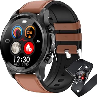 fohapfam ECG+PPG Smart Watch, 1.39" Smartwatch with Body Temperature, IP68 Waterproof Fitness Activity Tracker with Blood Glucose Blood Pressure SpO2 Heart Rate Monitor Message Notice Sleep Monitor