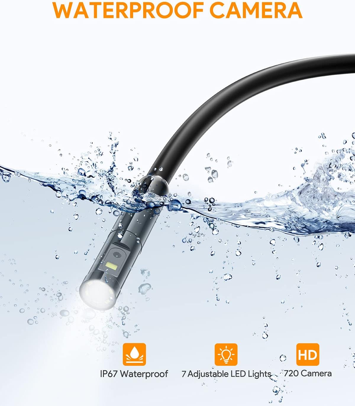 USB Endoscope-Dual Lens, Teslong Inspection Camera, 8mm Probe with IP67 Waterproof Flexible Cable, Scope Camera with 7 LEDs, Micro USB & Type-C Connector Compatible with OTG Android Windows MacBook