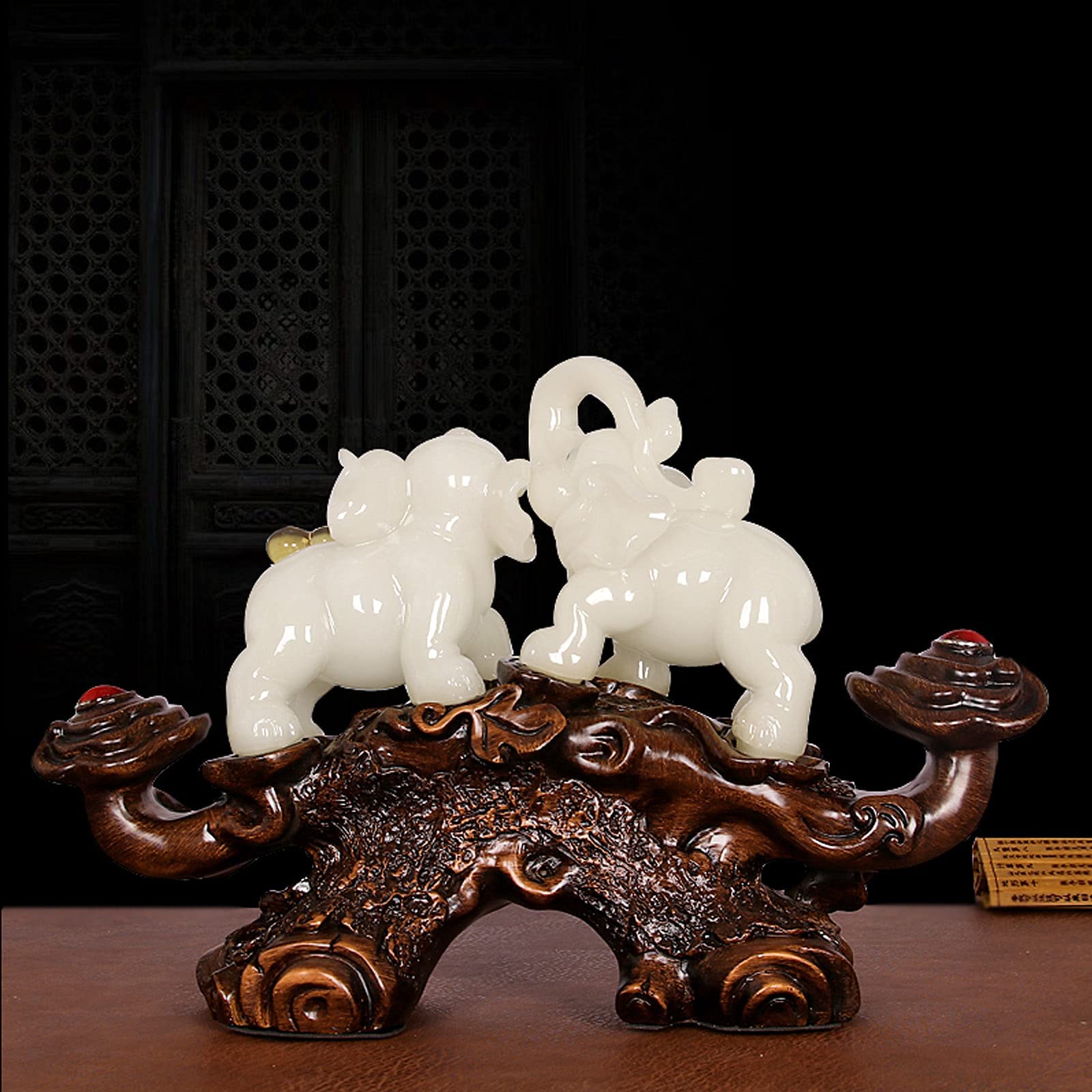 Feng Shui Éléphant Statue Richesse Chanceux Figurine Feng Shui Décor Bureau Maison Bureau Décor Grande Taille Sculpture Figurines De Collection Cadeau Décor À La Maison